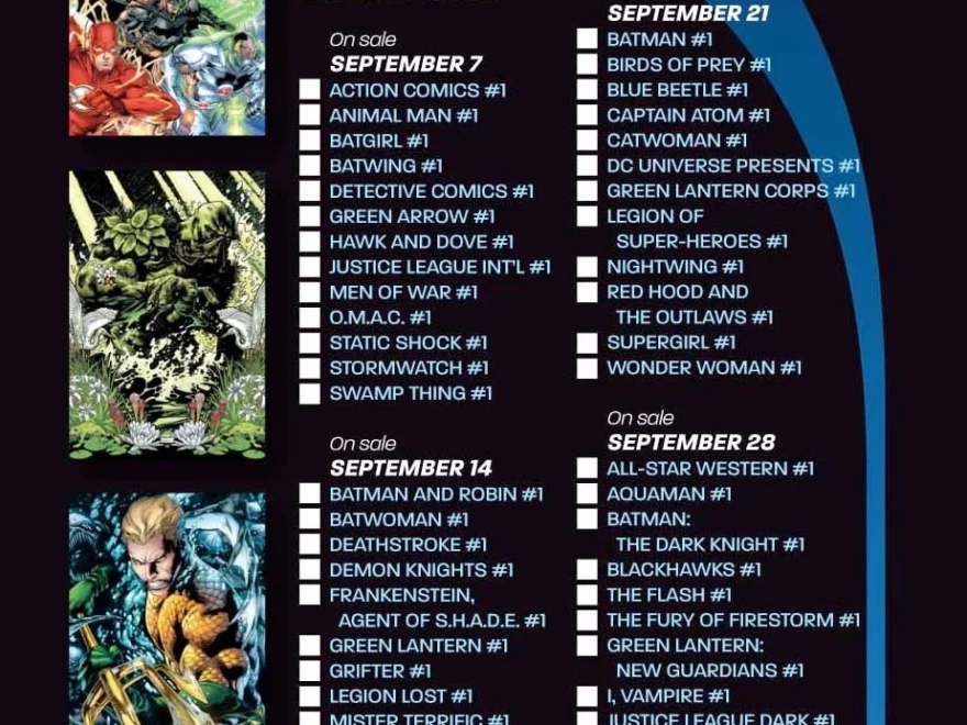 DC Comics The New 52 Shipping Checklist
