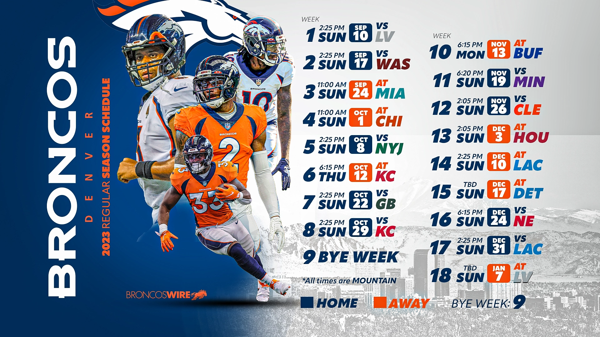 Denver Broncos 2023 Schedule Denver Broncos 2023 Schedule