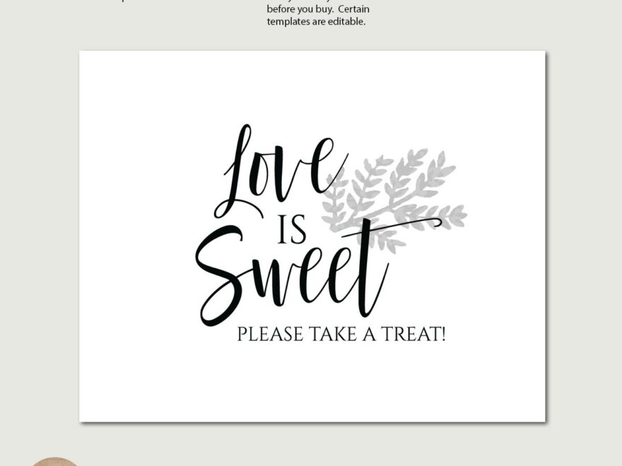 Dessert Table Sign Love Is Sweet Sign Take A Treat Sign Printable Template Printolife