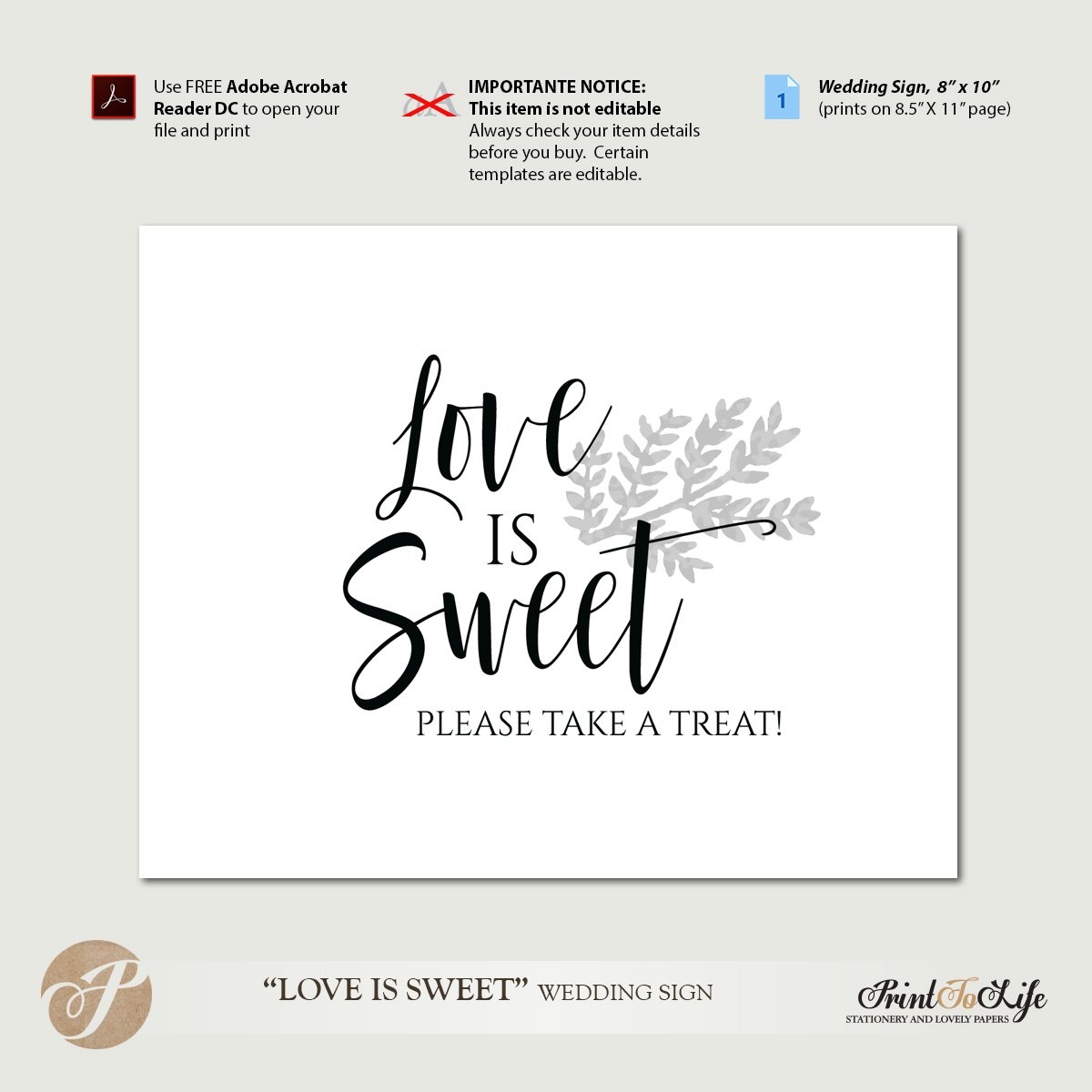 Dessert Table Sign Love Is Sweet Sign Take A Treat Sign Printable Template Printolife