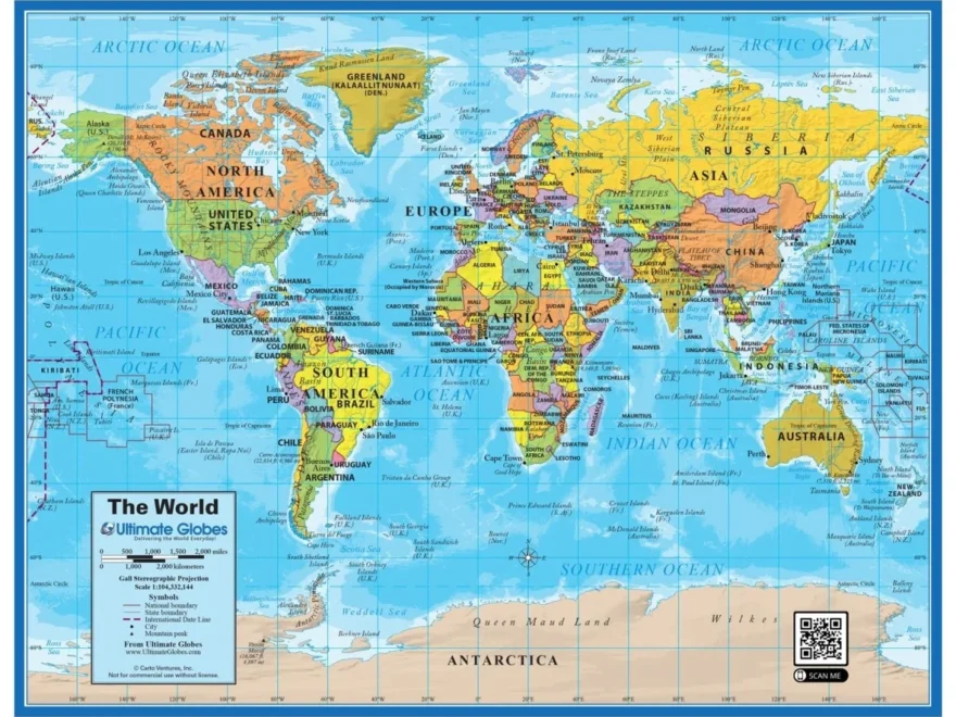 Detailed Printable World Map For Education And Geography Reference Ultimate Globes