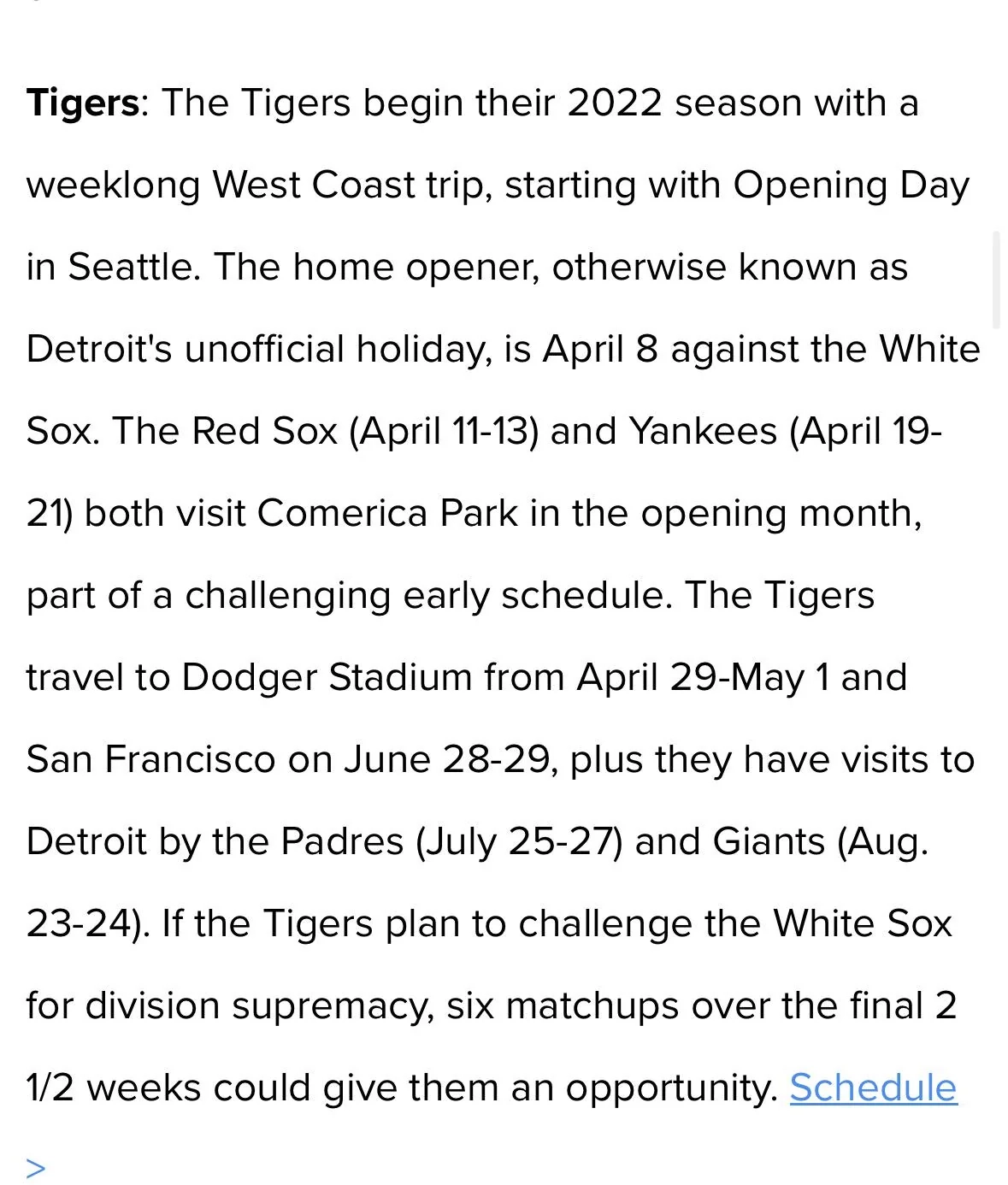 Detroit Tigers 2026 Printable Schedule R motorcitykitties