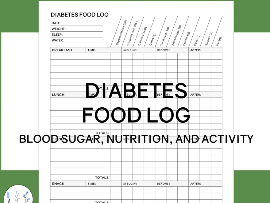 Diabetes Food Log Printable Blood Sugar Nutrition And Activity Daily Tracker PDF Printable Medical And Health Planner Digital Download Etsy