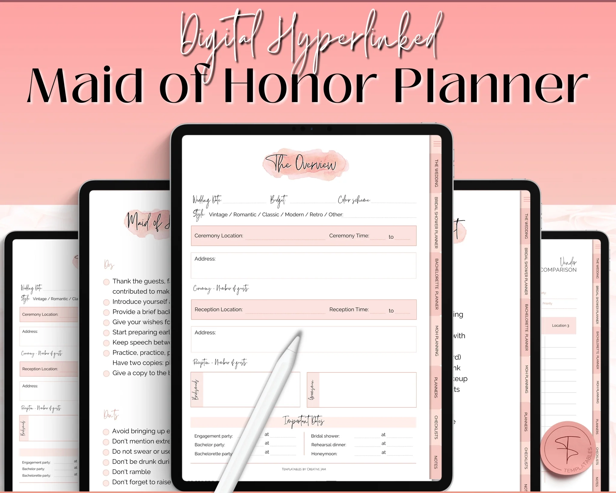 Digital Maid Of Honor Planner Your ULTIMATE Matron Of Honor Planner 