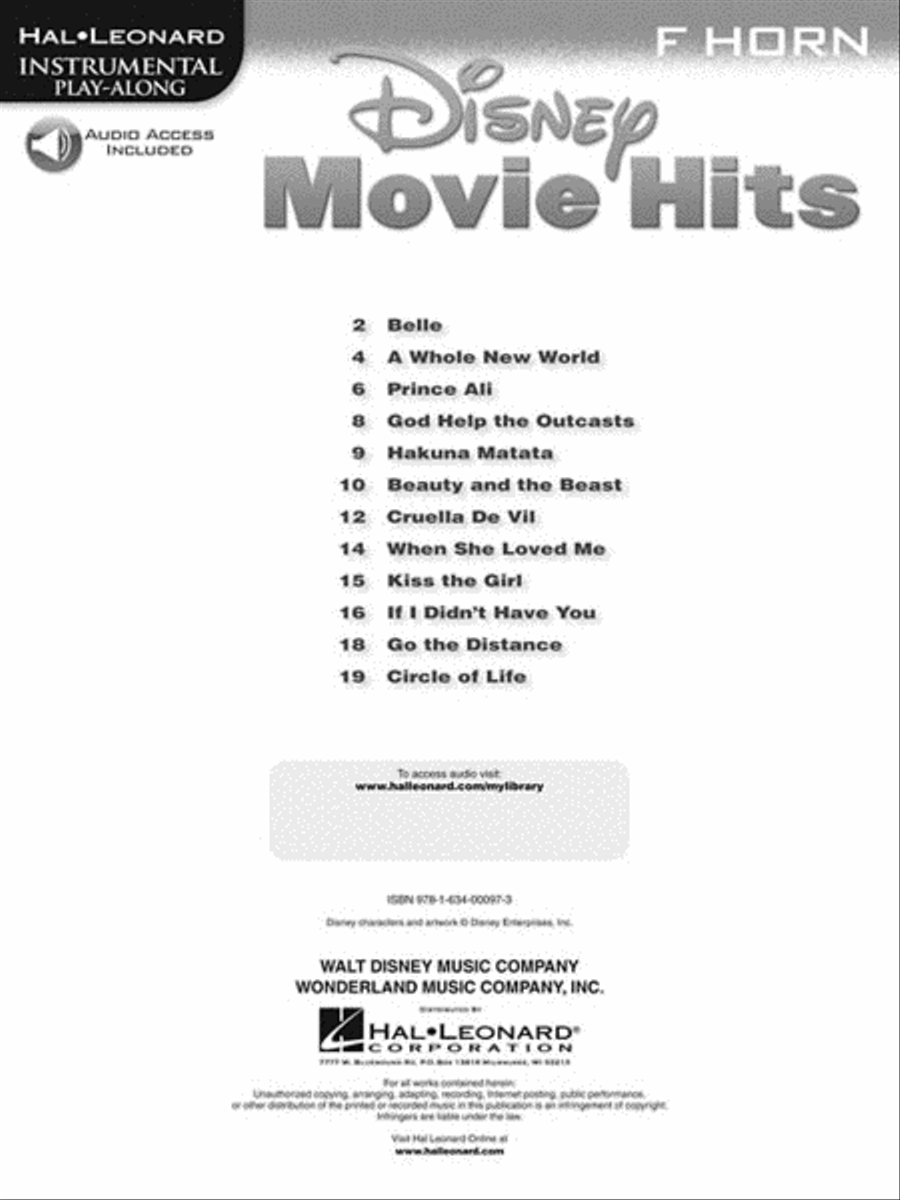 Disney Movie Hits For French Horn By Various Collection Songbook Sheet Music Sheet Music Plus