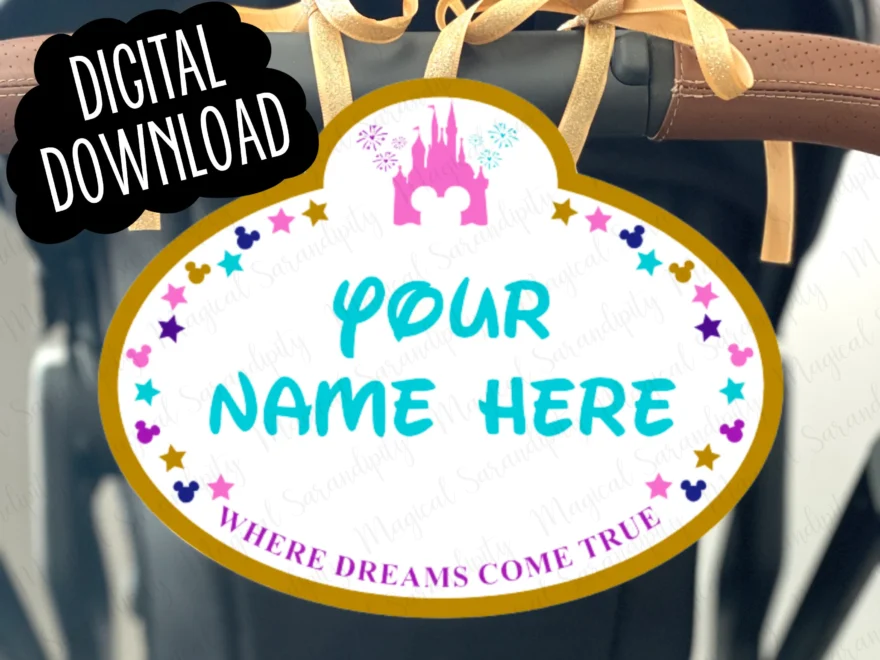 Disney Stroller Tag DIGITAL DOWNLOAD Disney Stroller Sign Disney 50th Disney Trip Gift Customized Personalized Etsy