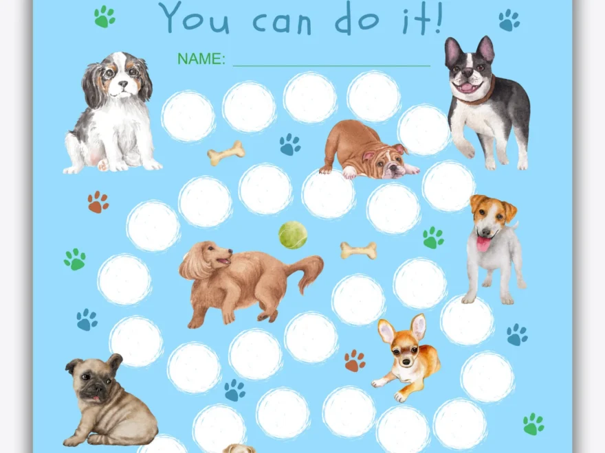 Dog Reward Chart Printable Kids Behavior Tracker PDF Etsy