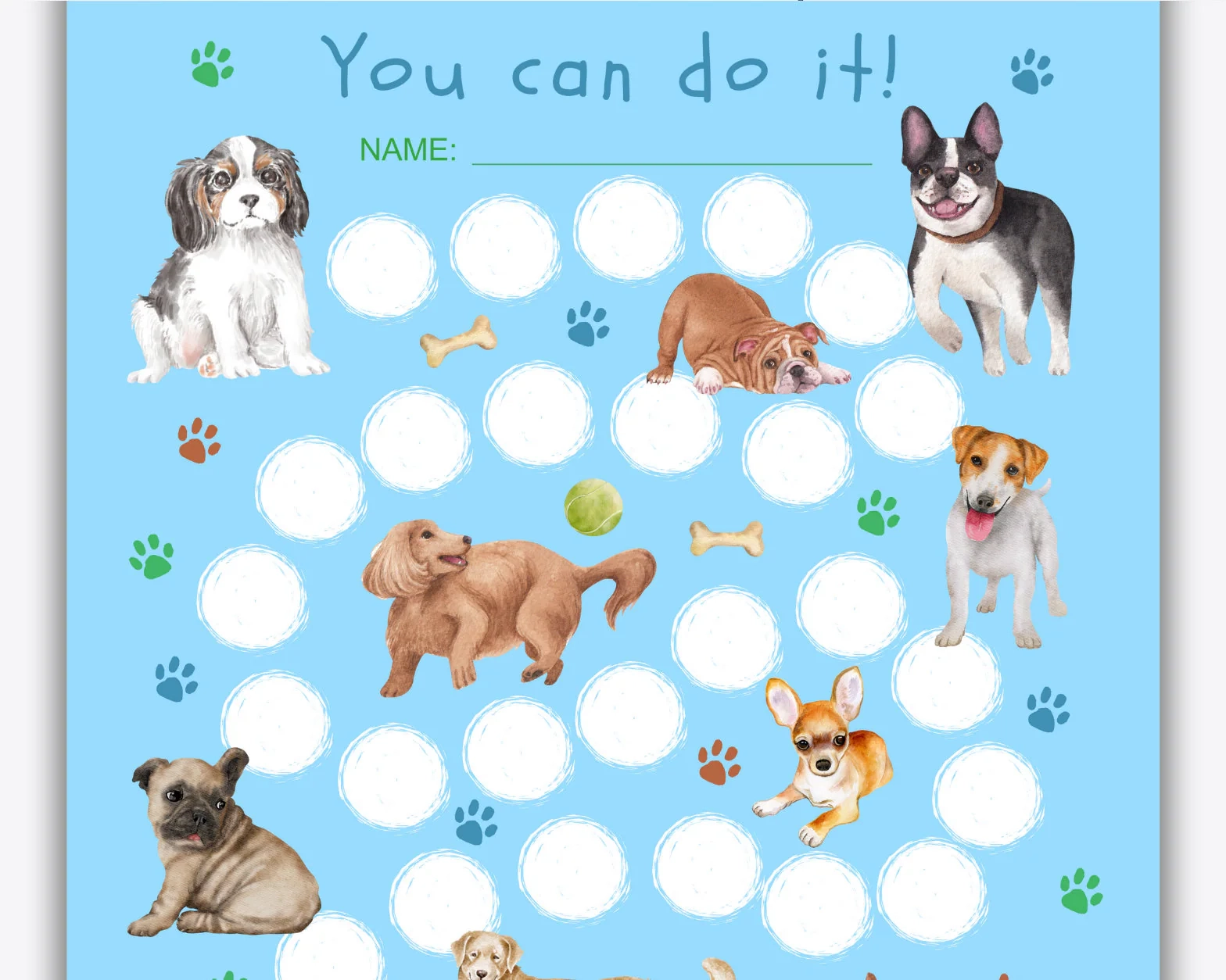 Dog Reward Chart Printable Kids Behavior Tracker PDF Etsy