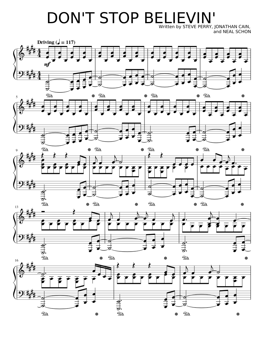 Don t Stop Believin Journey Sheet Music For Piano Solo MuseScore
