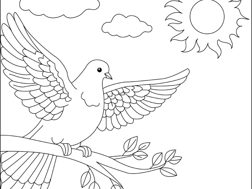 Dove And A Sunbeam Coloring Pages Free Download