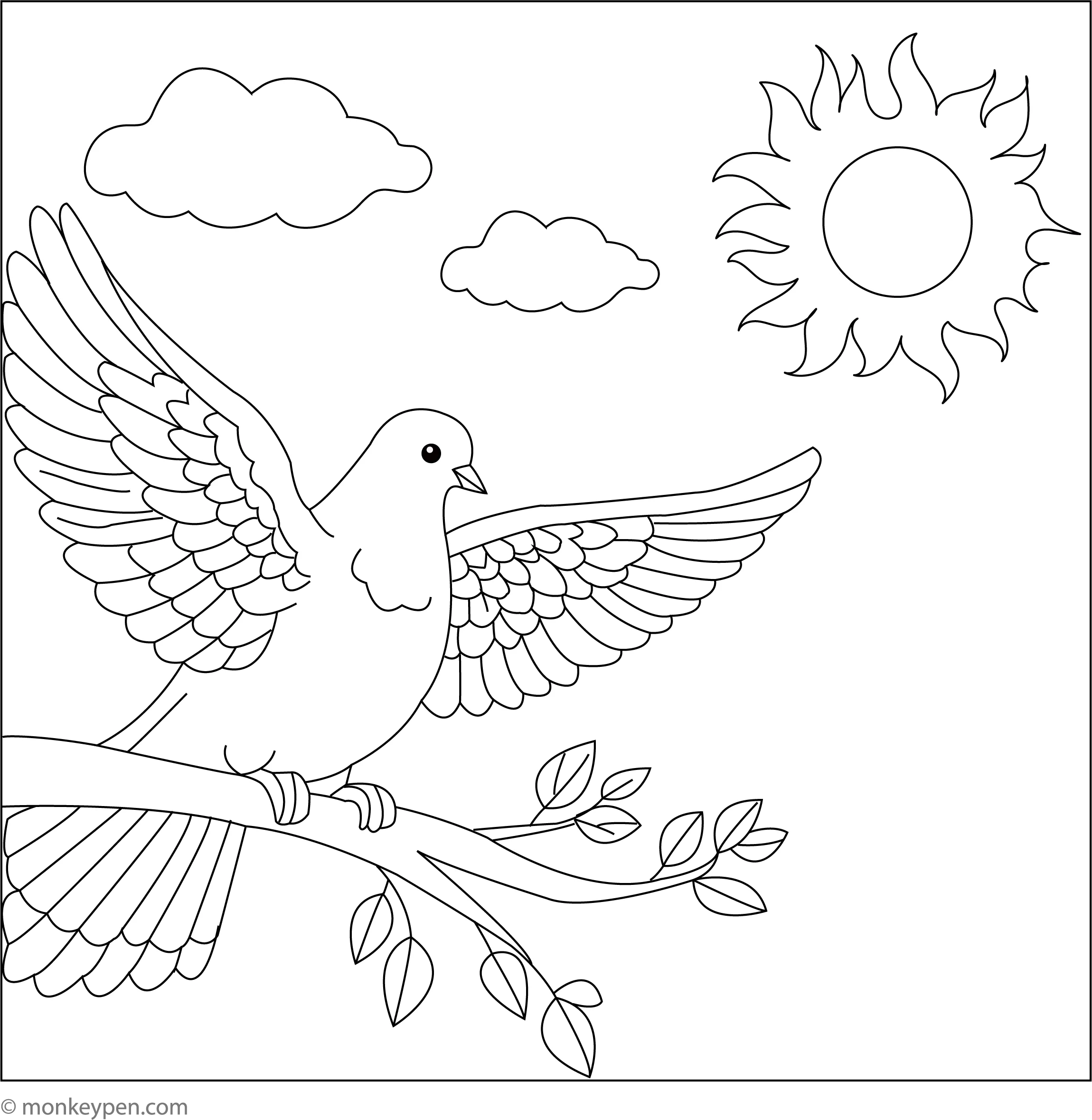 Dove And A Sunbeam Coloring Pages Free Download