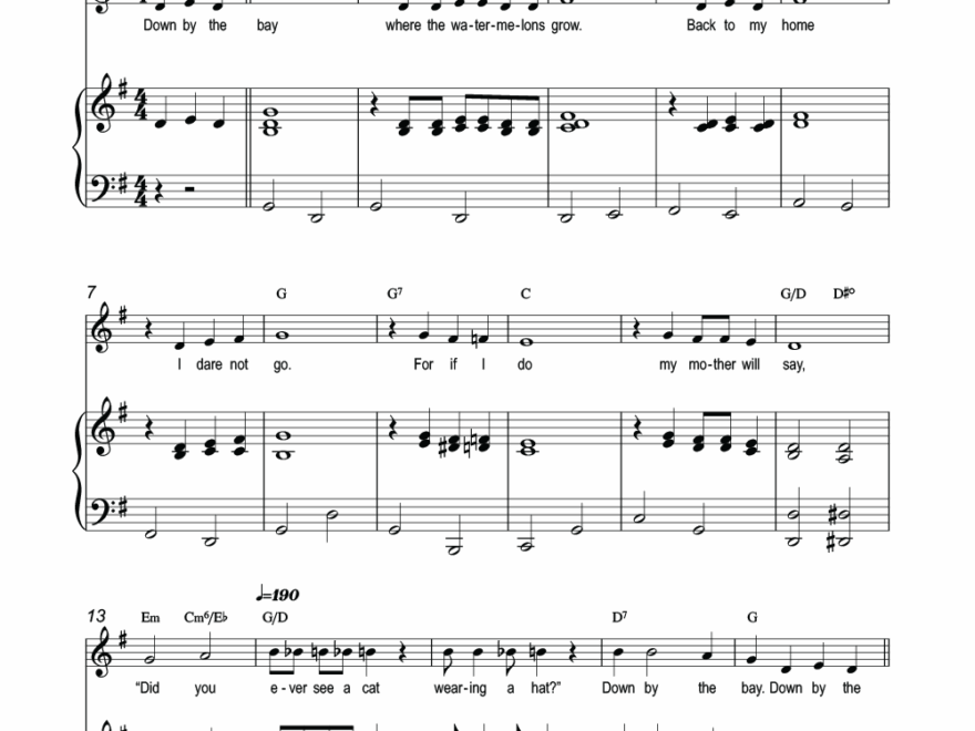 Down By The Bay Sheet Music Super Simple