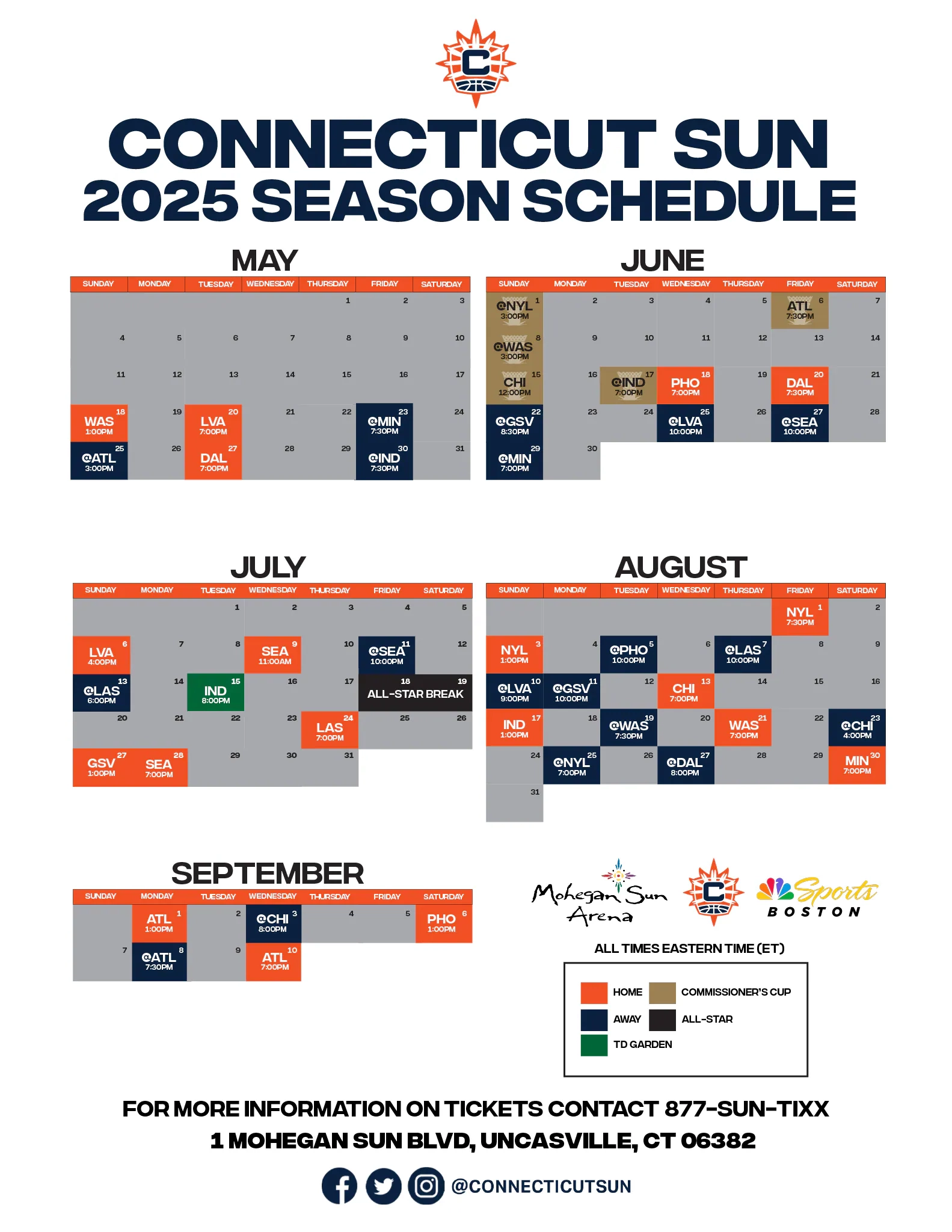Printable Lynx Schedule 2026