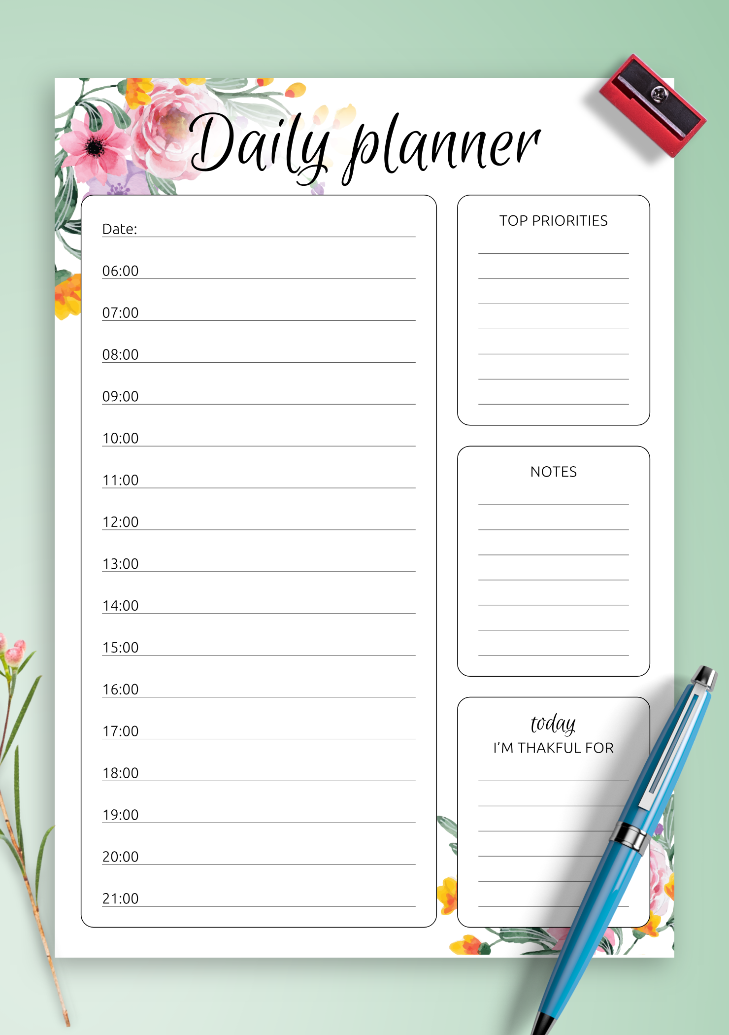 Hourly Planner Pages Printable