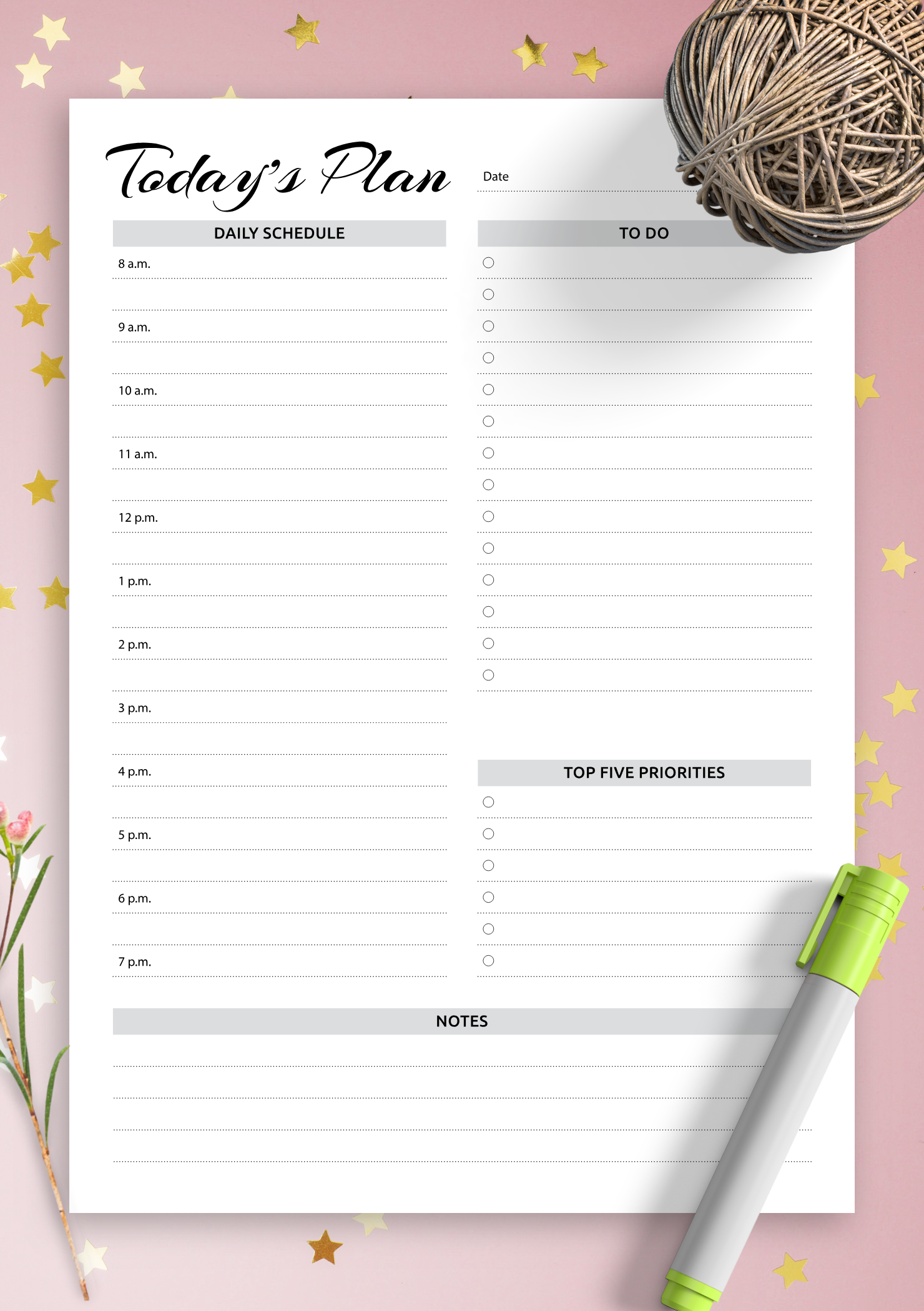To Do List Planner Hourly Printable
