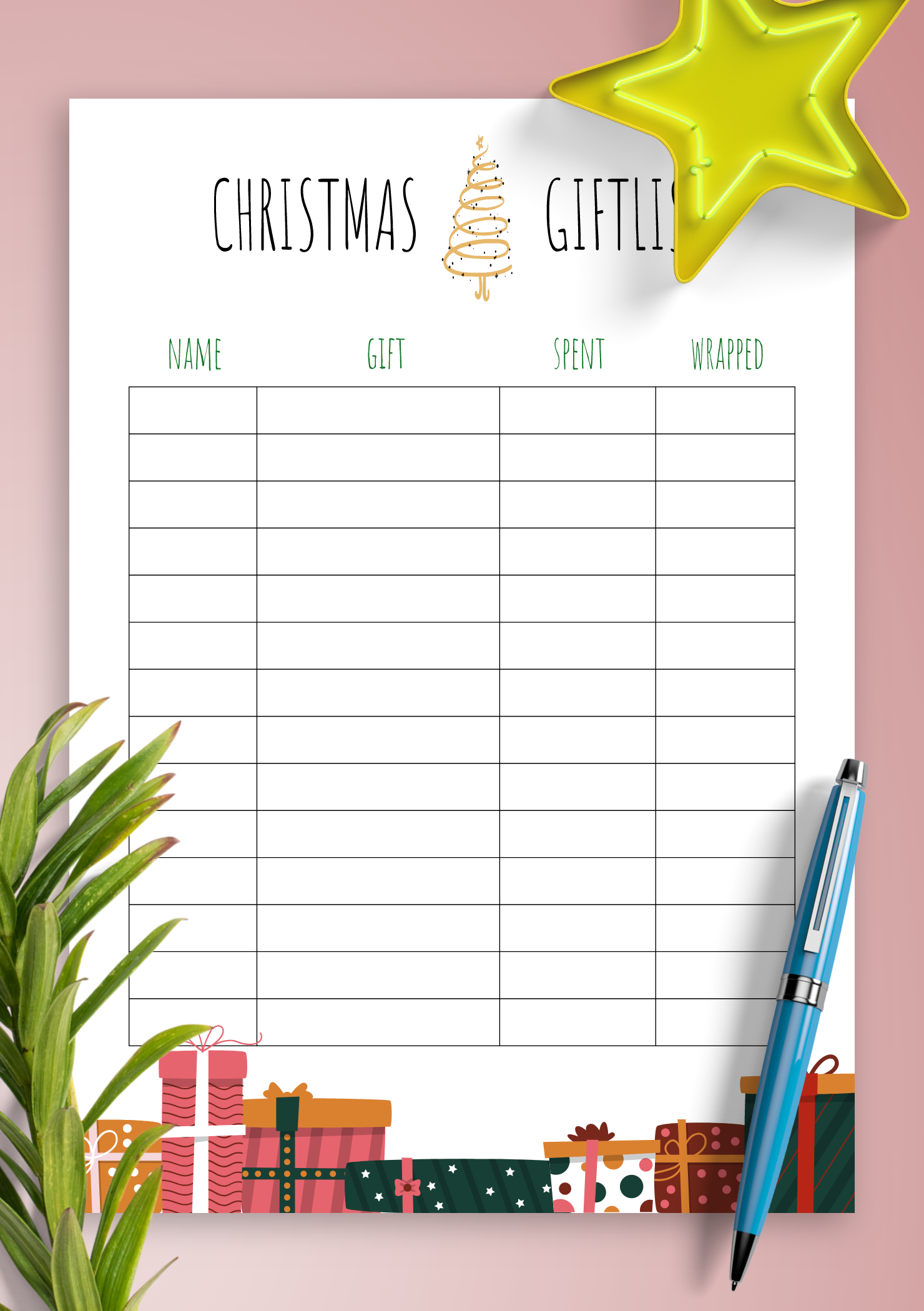 Printable Christmas Gift List Printable Christmas Gift List