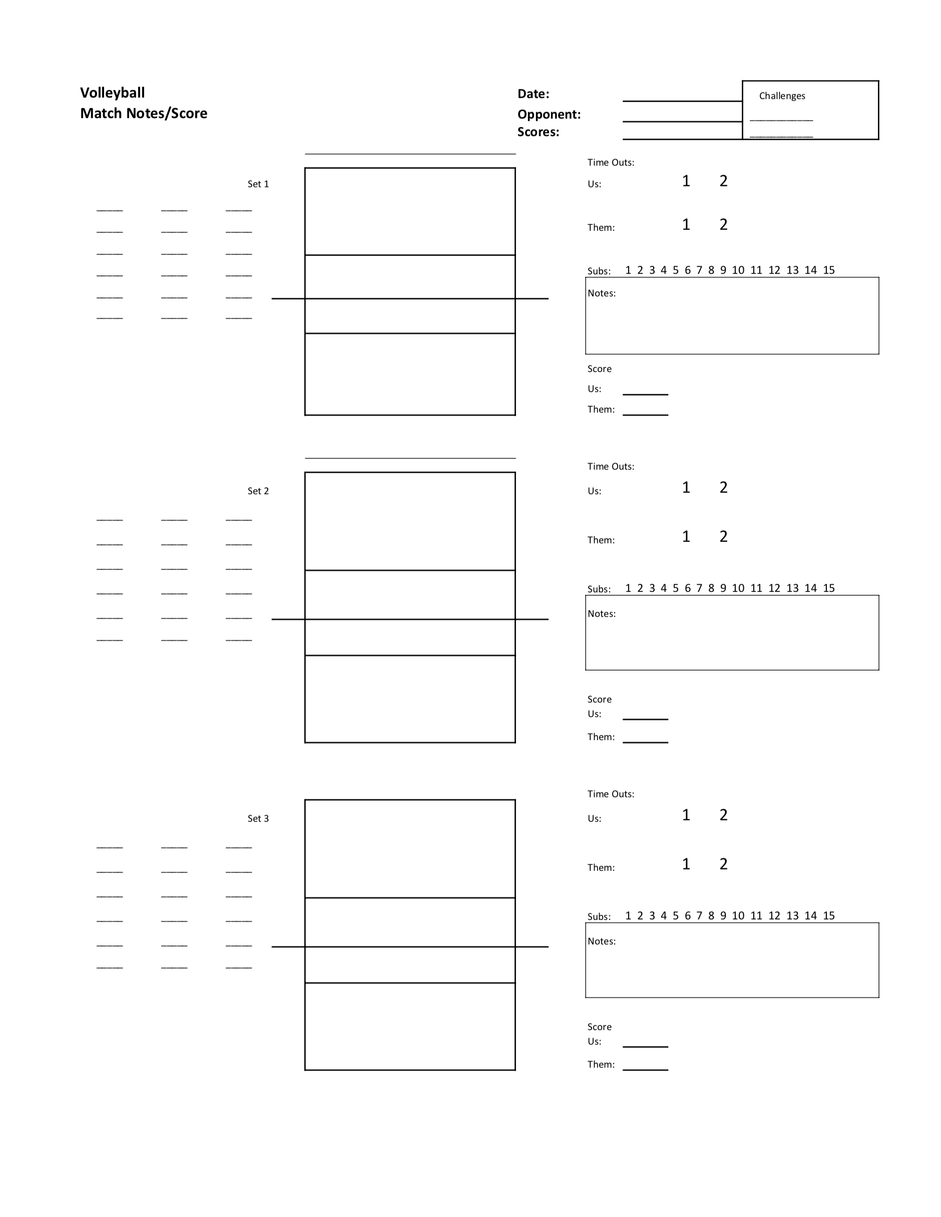 Free Printable Volleyball Rotation Sheet