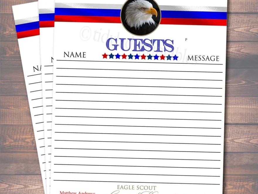 Eagle Scout Court Of Honor Guest Book Page Eagle Scout Guestbook Boy TidyLady Printables