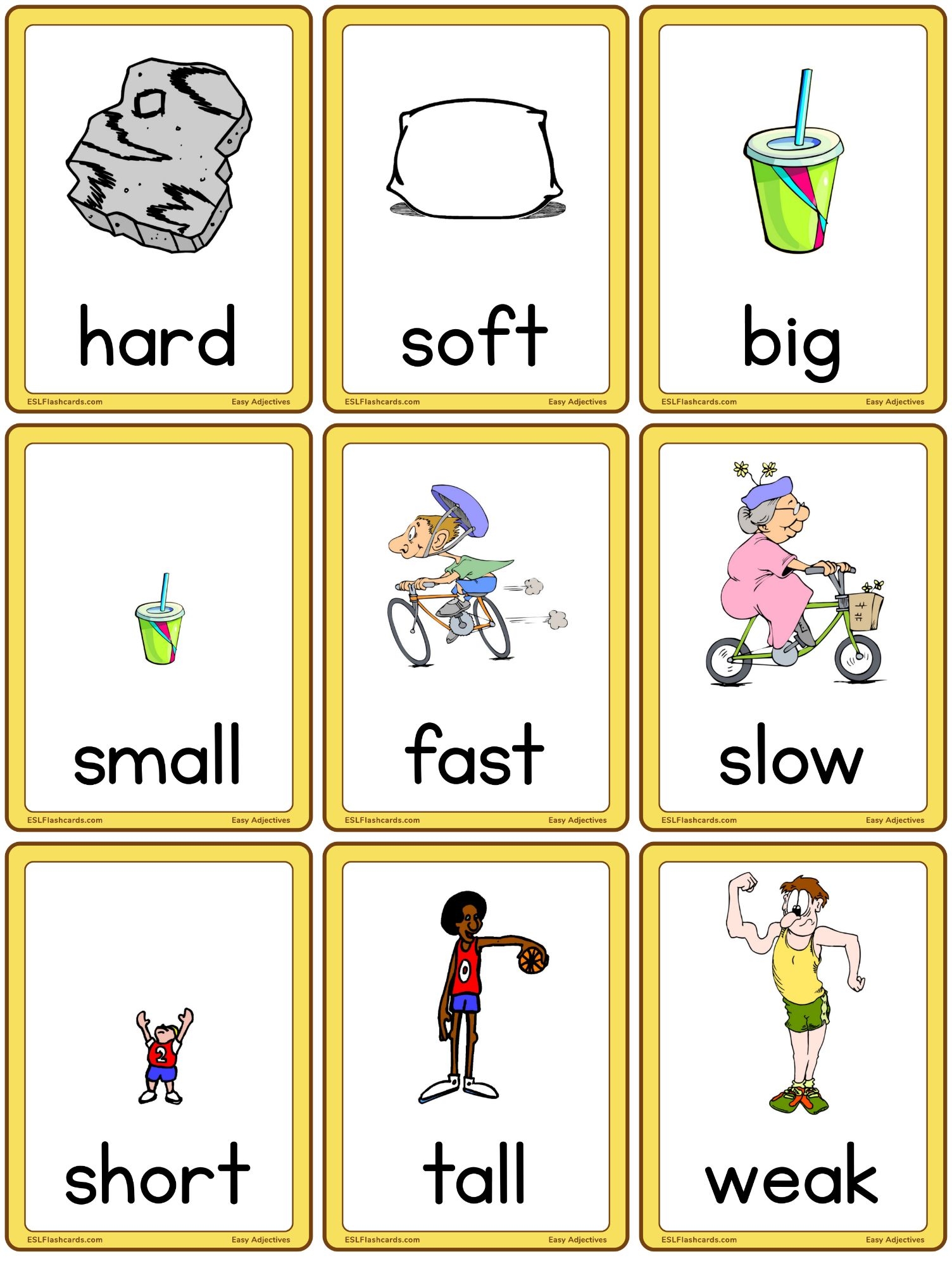 Easy Adjectives Set A ESL Flashcards