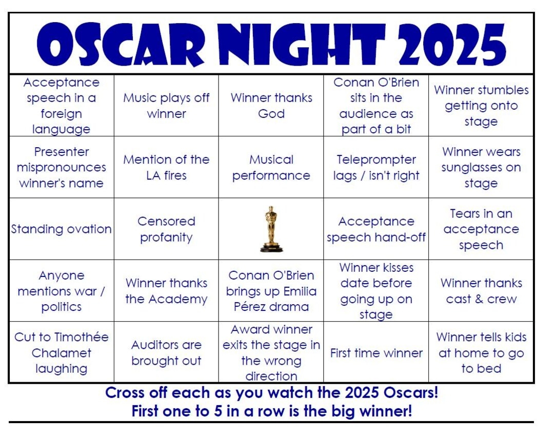 EASY PRINT OSCARS 2025 Bingo digital File 40 Cards Etsy