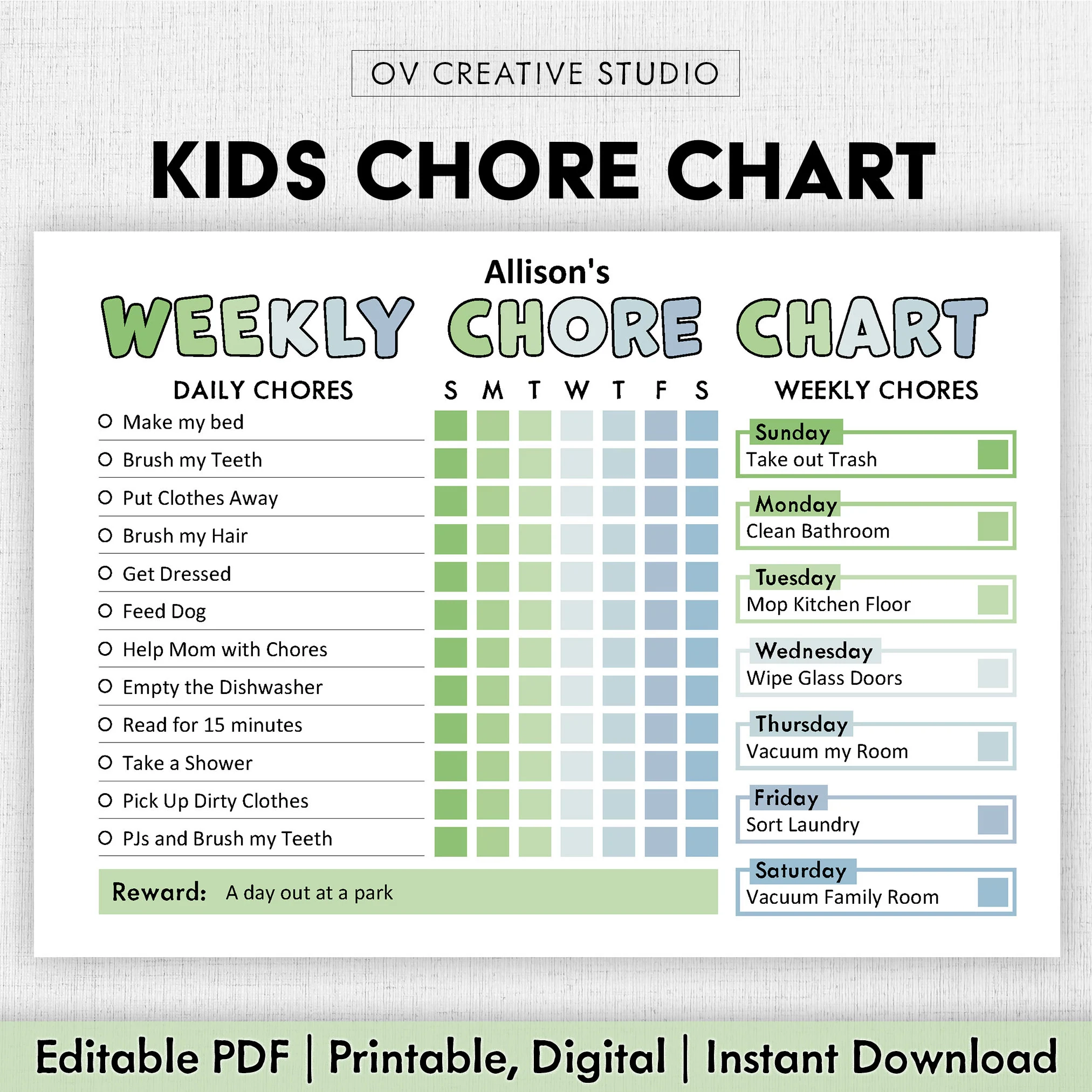 Printable Chore Charts Boy