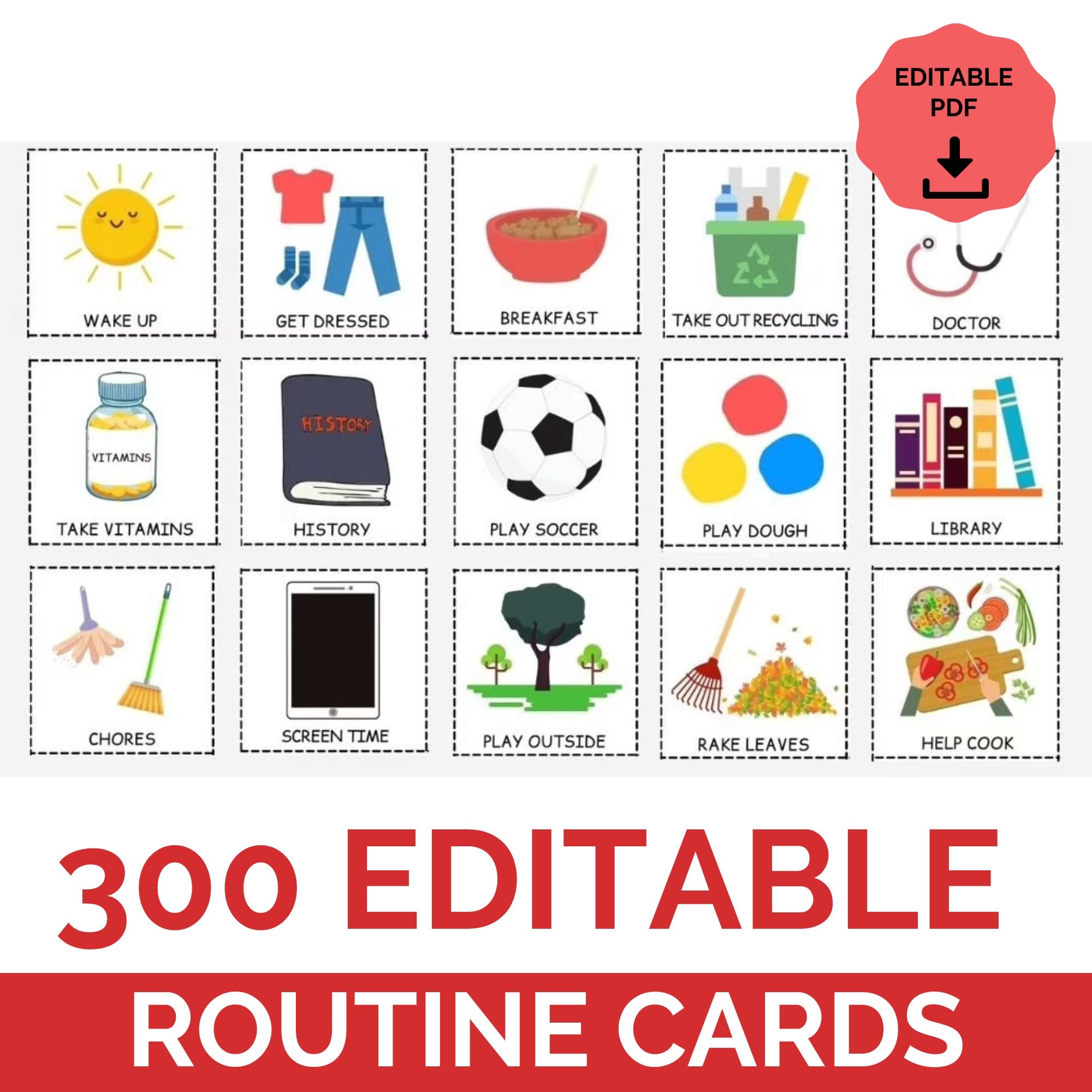 Editable Daily Kids Routine Cards I Visual Schedule Cards Toddler Worksheets Library