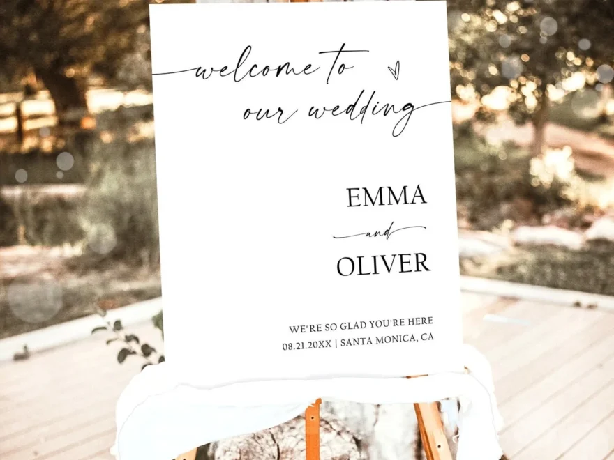 Editable Minimalist Wedding Welcome Sign Boho Rustic Modern Calligraph Design My Party Studio
