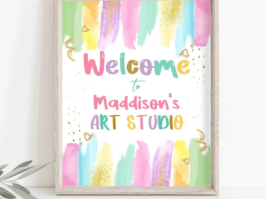 Editable Painting Party Birthday Welcome Sign Art Party Birthday Decor Design My Party Studio