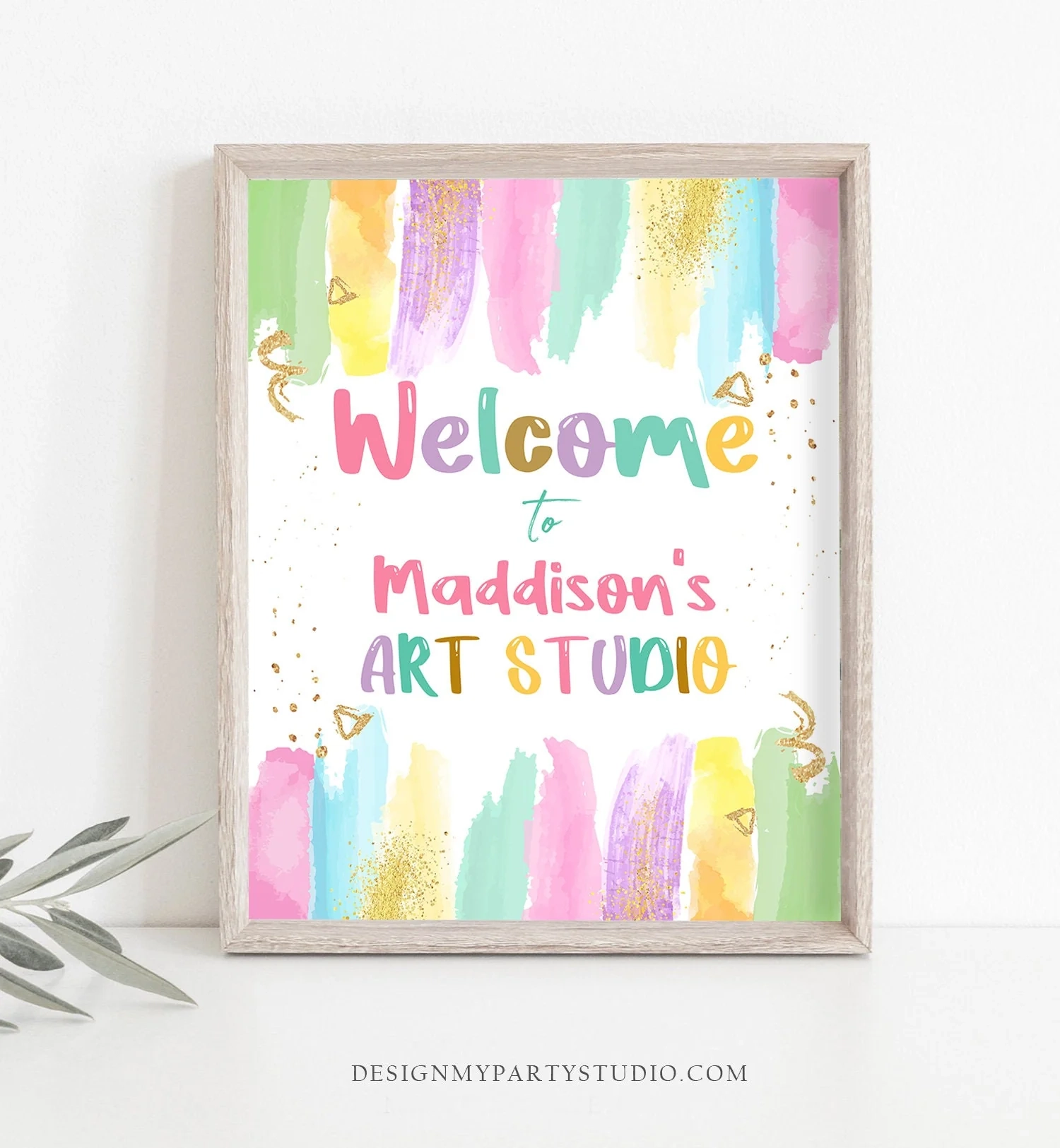 Editable Painting Party Birthday Welcome Sign Art Party Birthday Decor Design My Party Studio