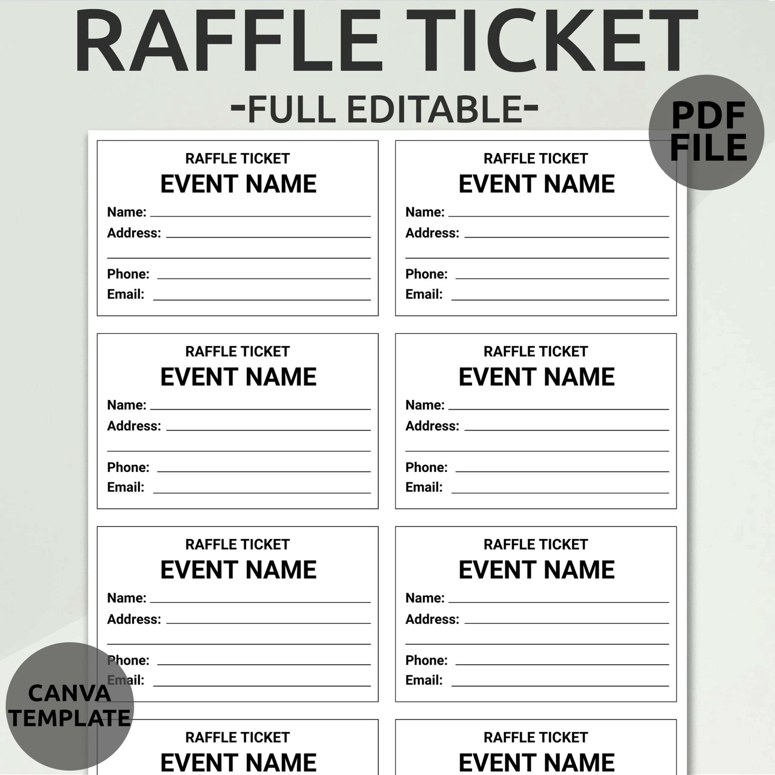 Raffle Tickets Sheets Printable