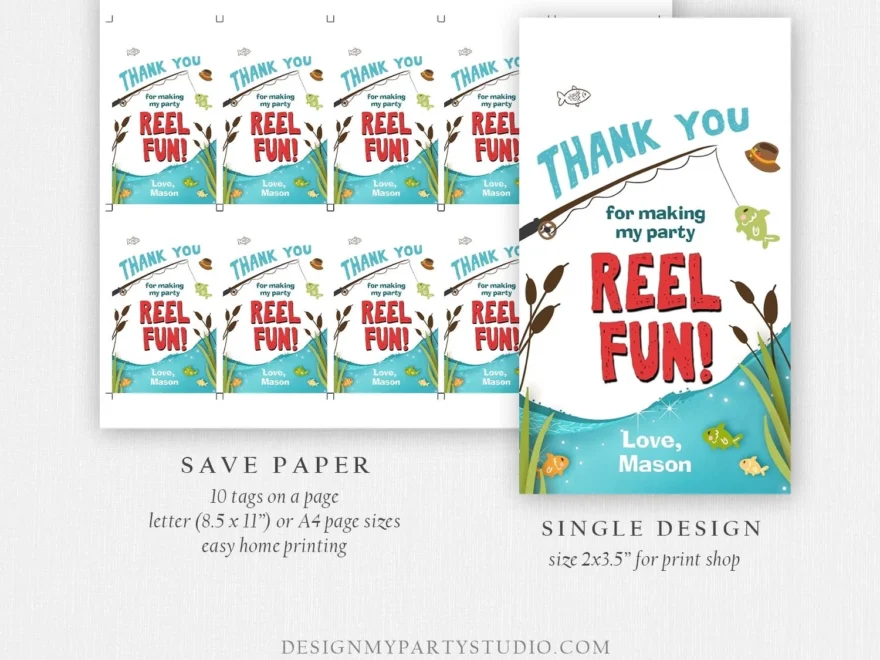 Editable Reel Fun Fishing Favor Tag Fishing Birthday Thank You Tag Gon Design My Party Studio