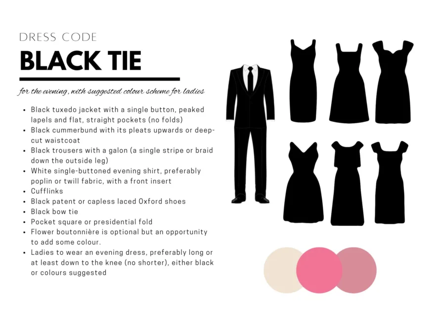 EDITABLE TEMPLATE Black Tie Dress Code Guide with Neck Tie For Weddings Parties Formal And Special Occasions Suggested Colour Scheme Etsy