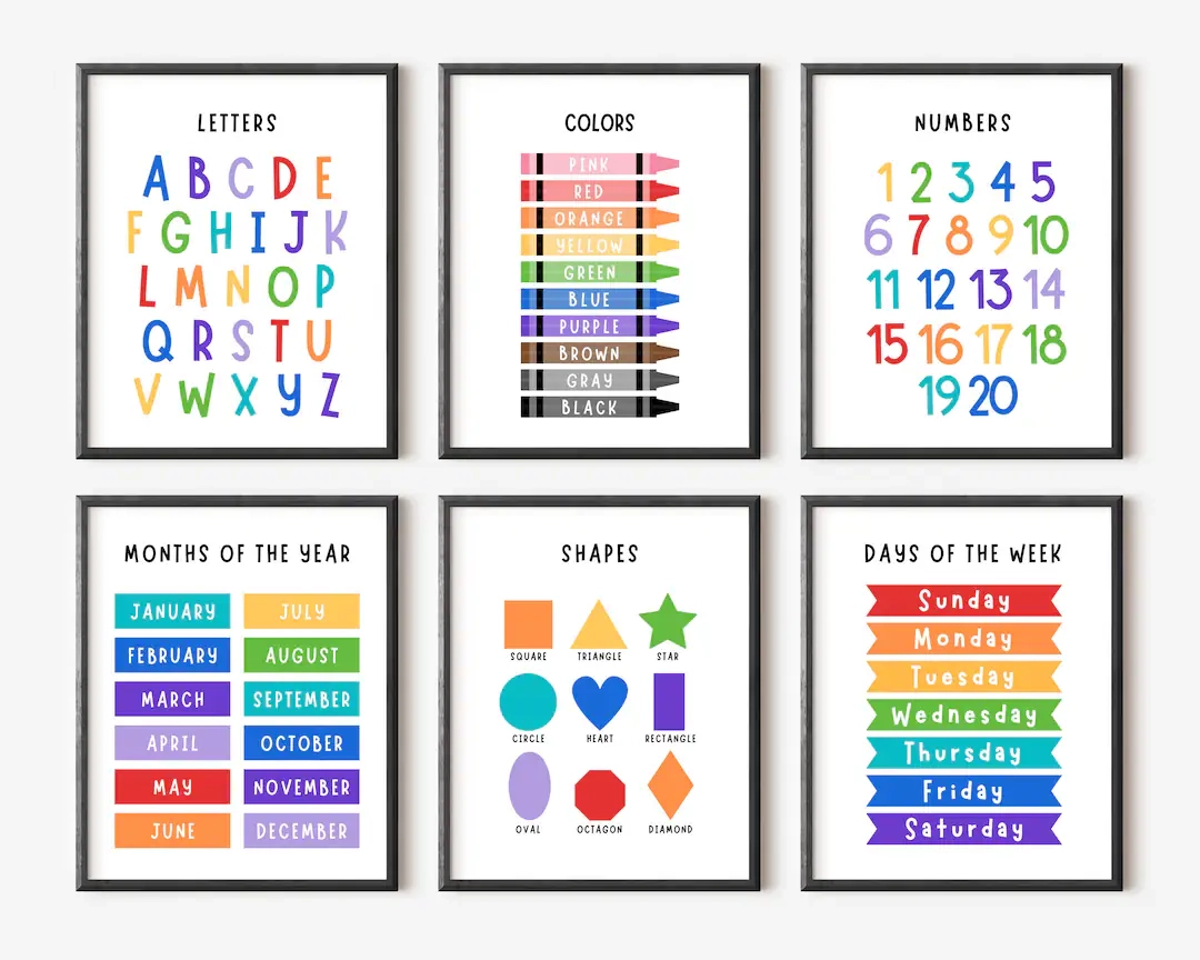 Educational Printable Set Of 6 Classroom Sign Homeschool Print Preschool Printable Kindergarten Posters Montessori Nursery Set Of 6 Etsy