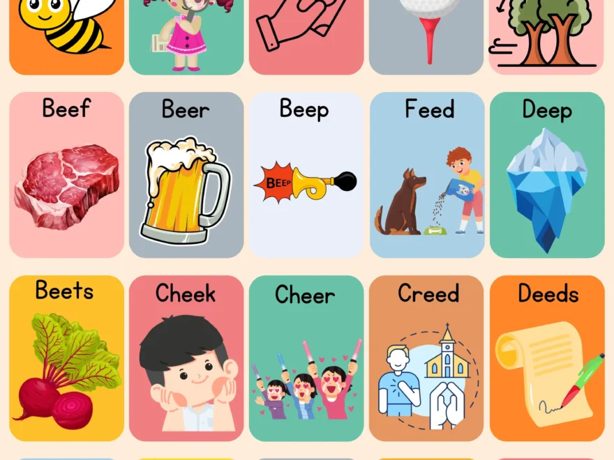 Ee Words For Kids With Pictures Worksheets