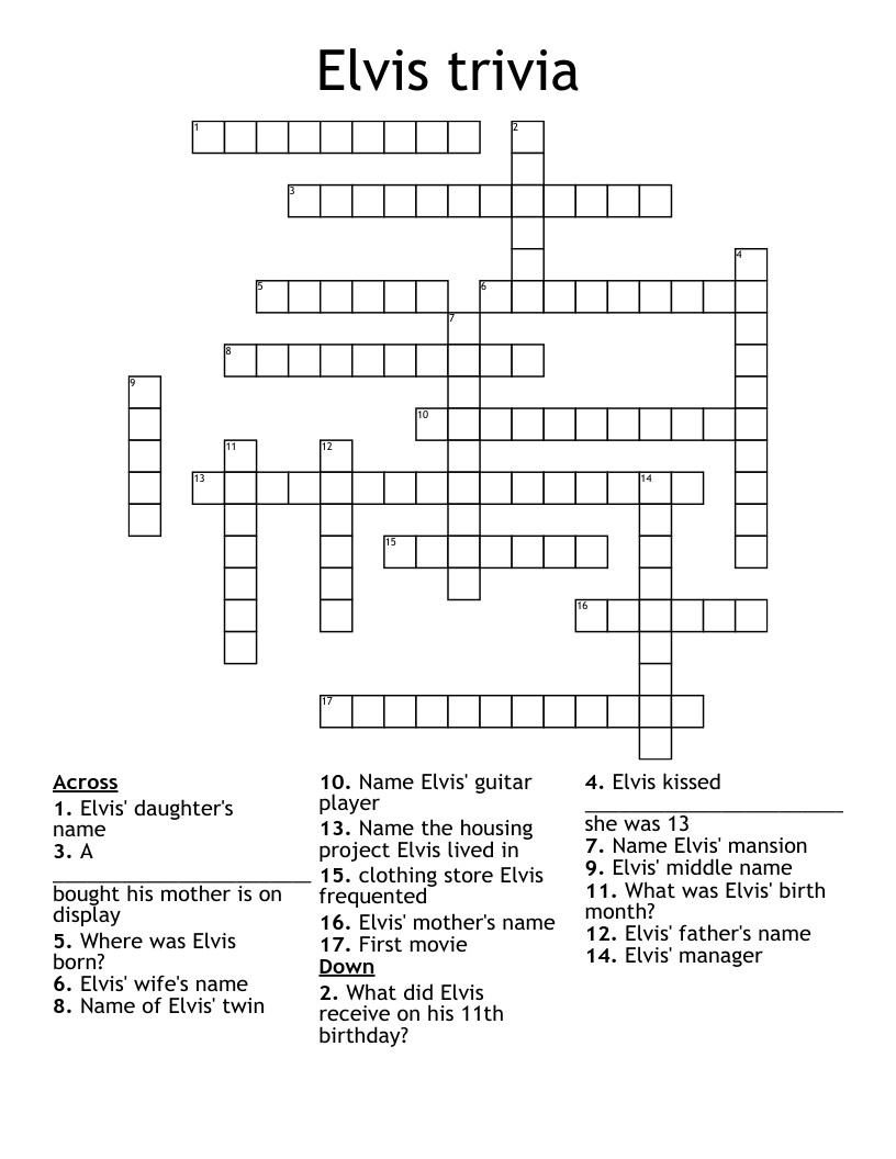 Elvis Trivia Questions And Answers Printable