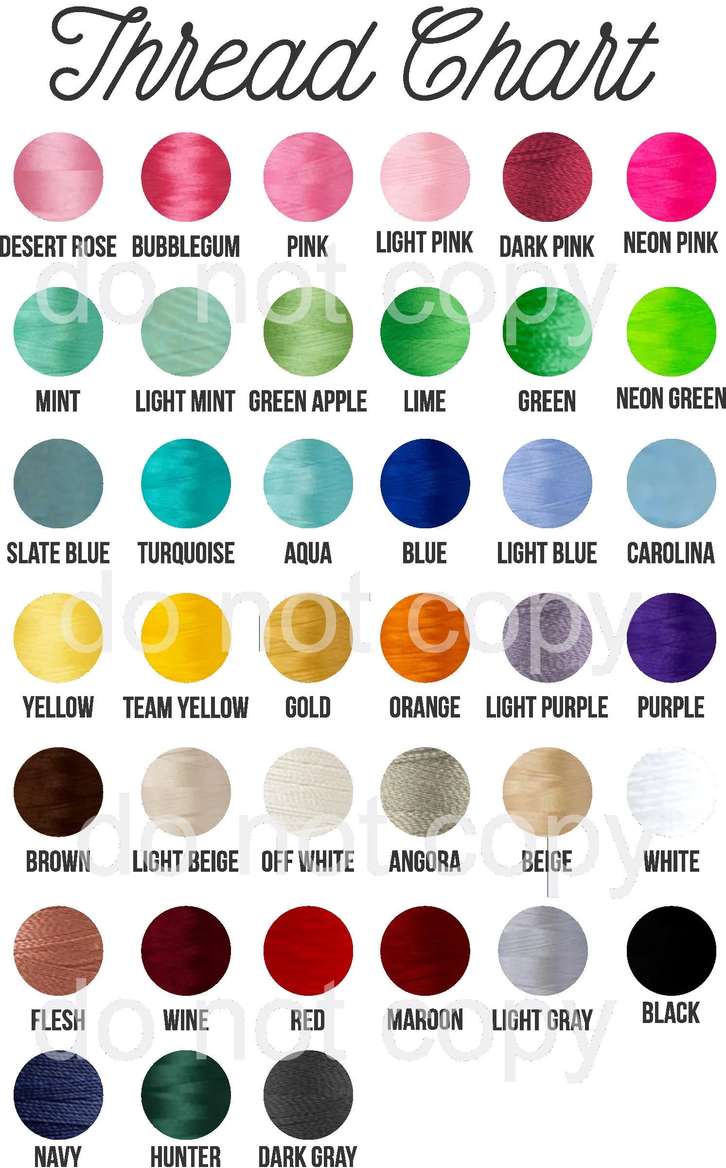 Embroidery Thread Chart Download Etsy