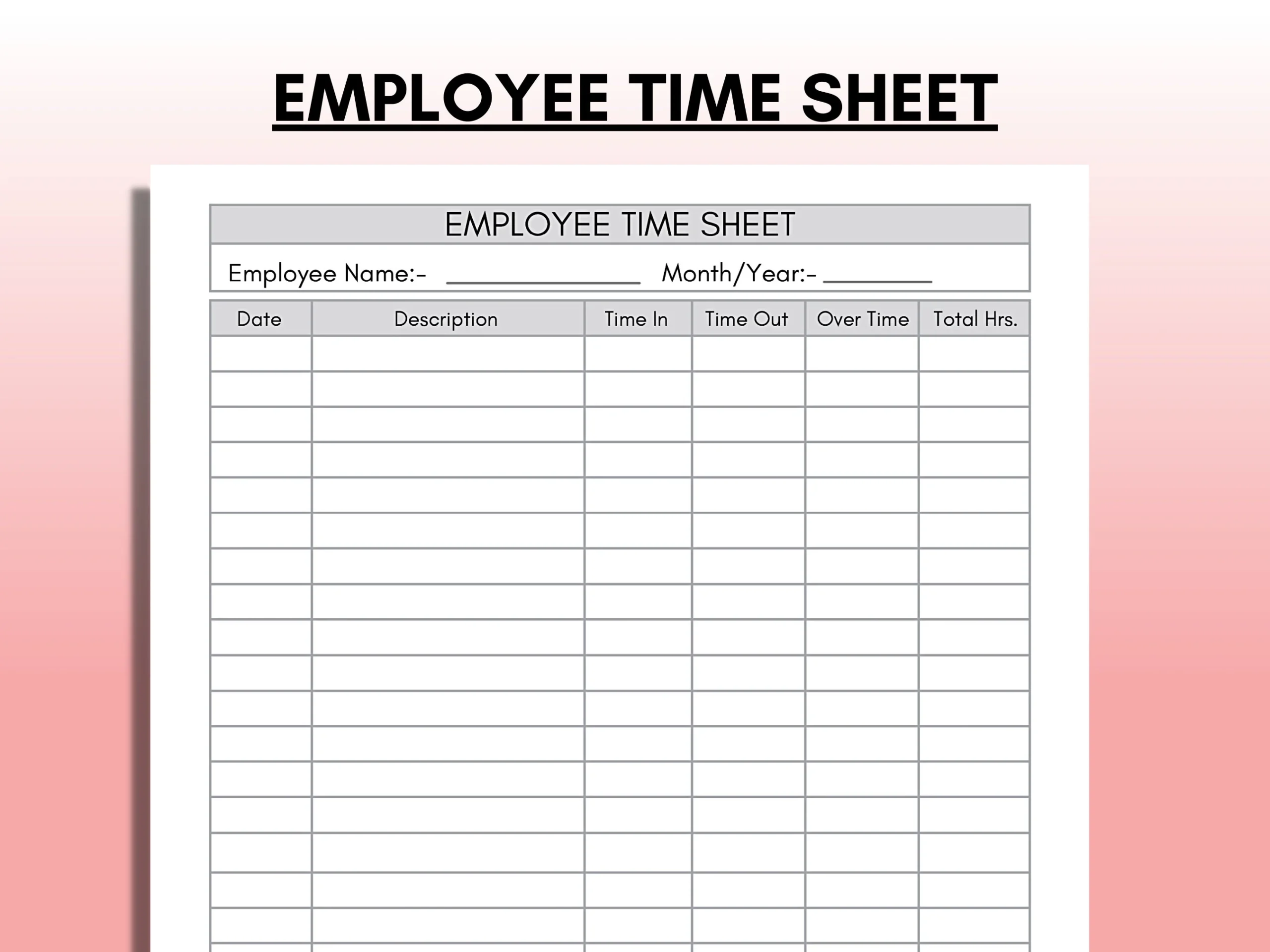 Printable Clock In And Out Sheet Printable Clock In And Out Sheet