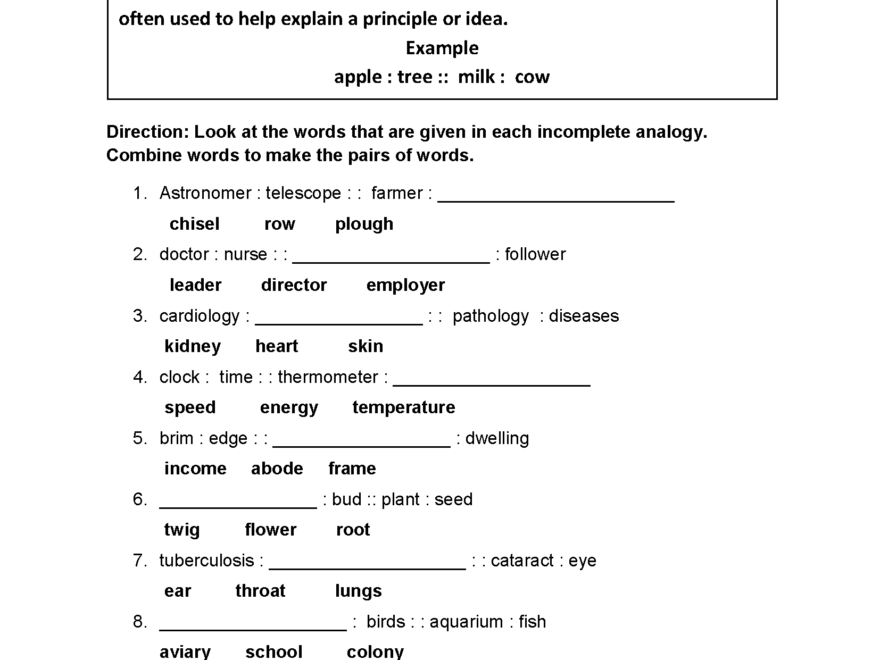 Englishlinx Analogy Worksheets