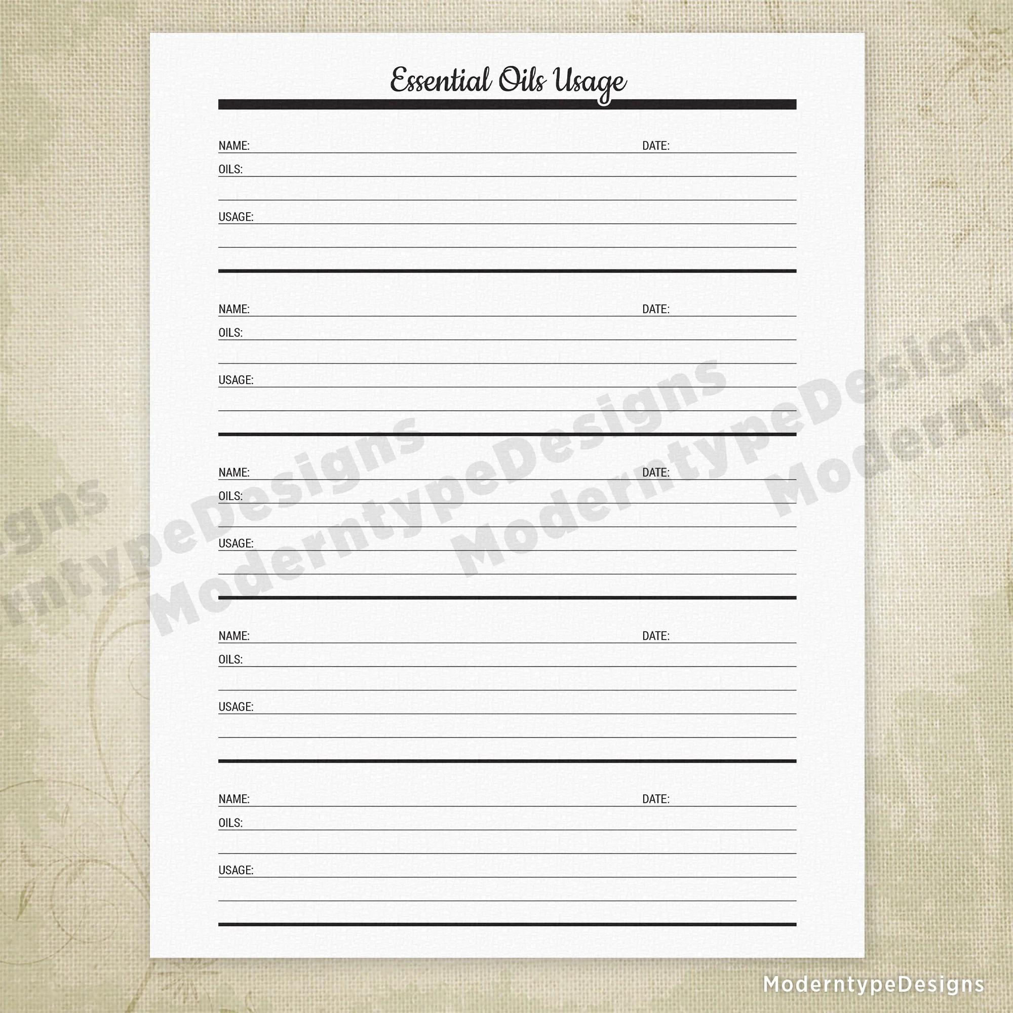 Essential Oils Planner Kit Printable