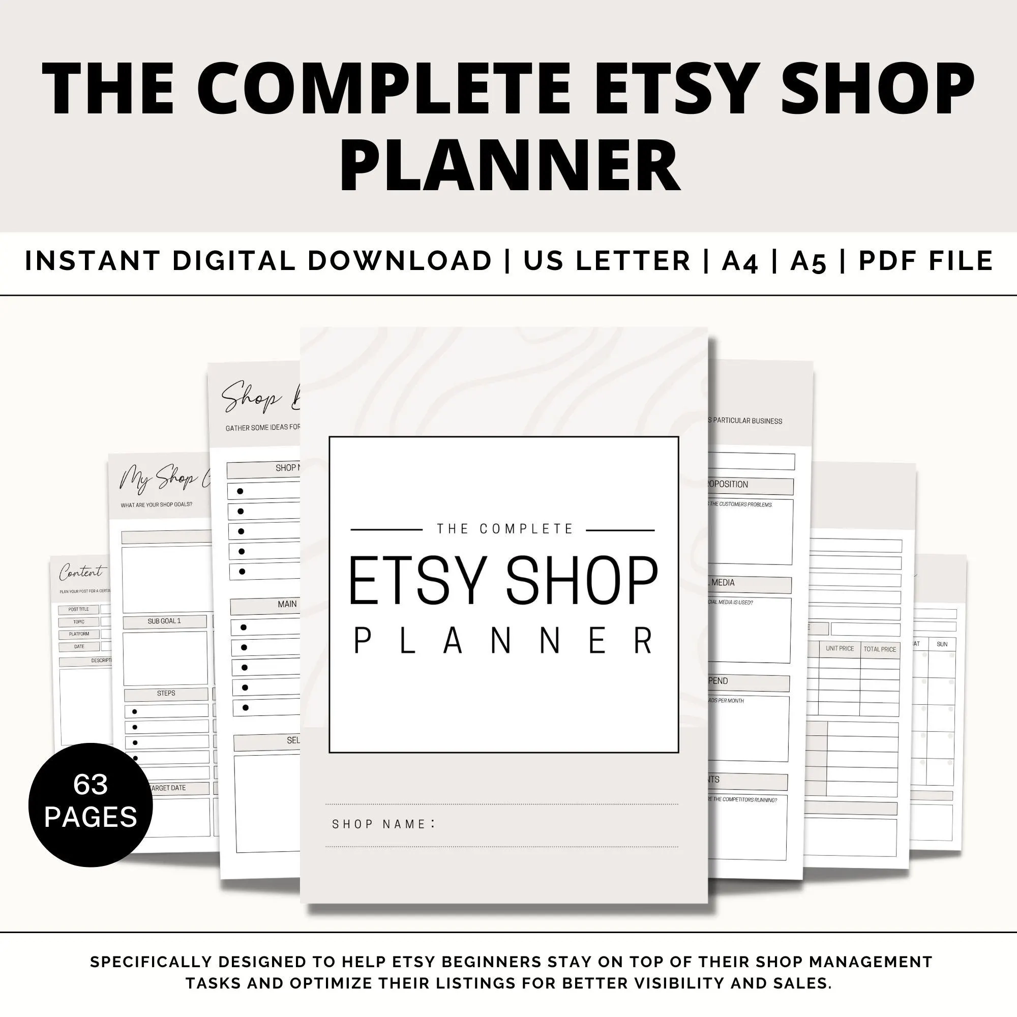 Etsy Shop Planner Printable Etsy Business Plan Etsy Seller Planner Etsy Shop Seller Handbook Etsy Shop Seller Help Selling Guide Etsy Etsy