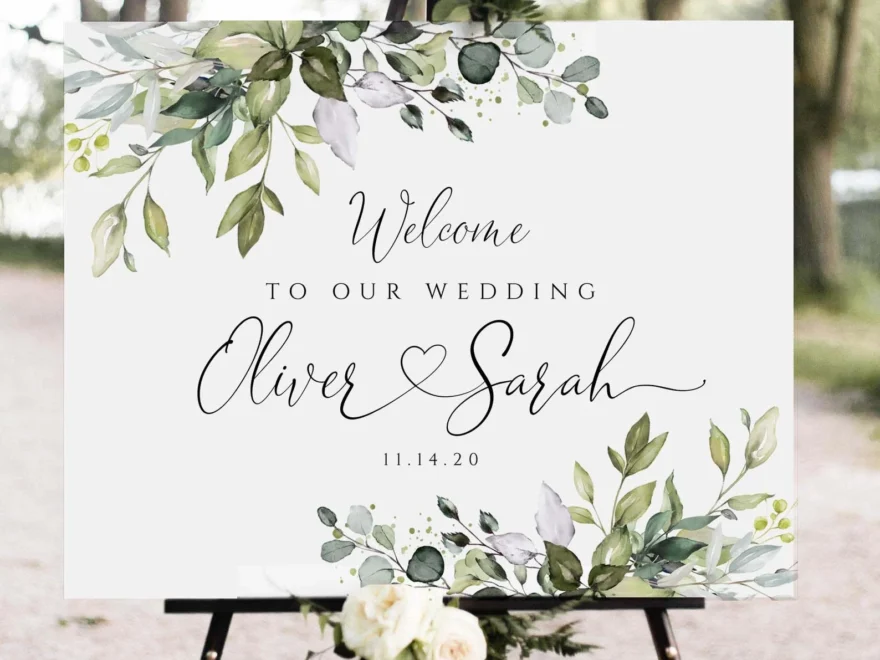 Eucalyptus Wedding Welcome Sign Editable Greenery Template PDF Etsy