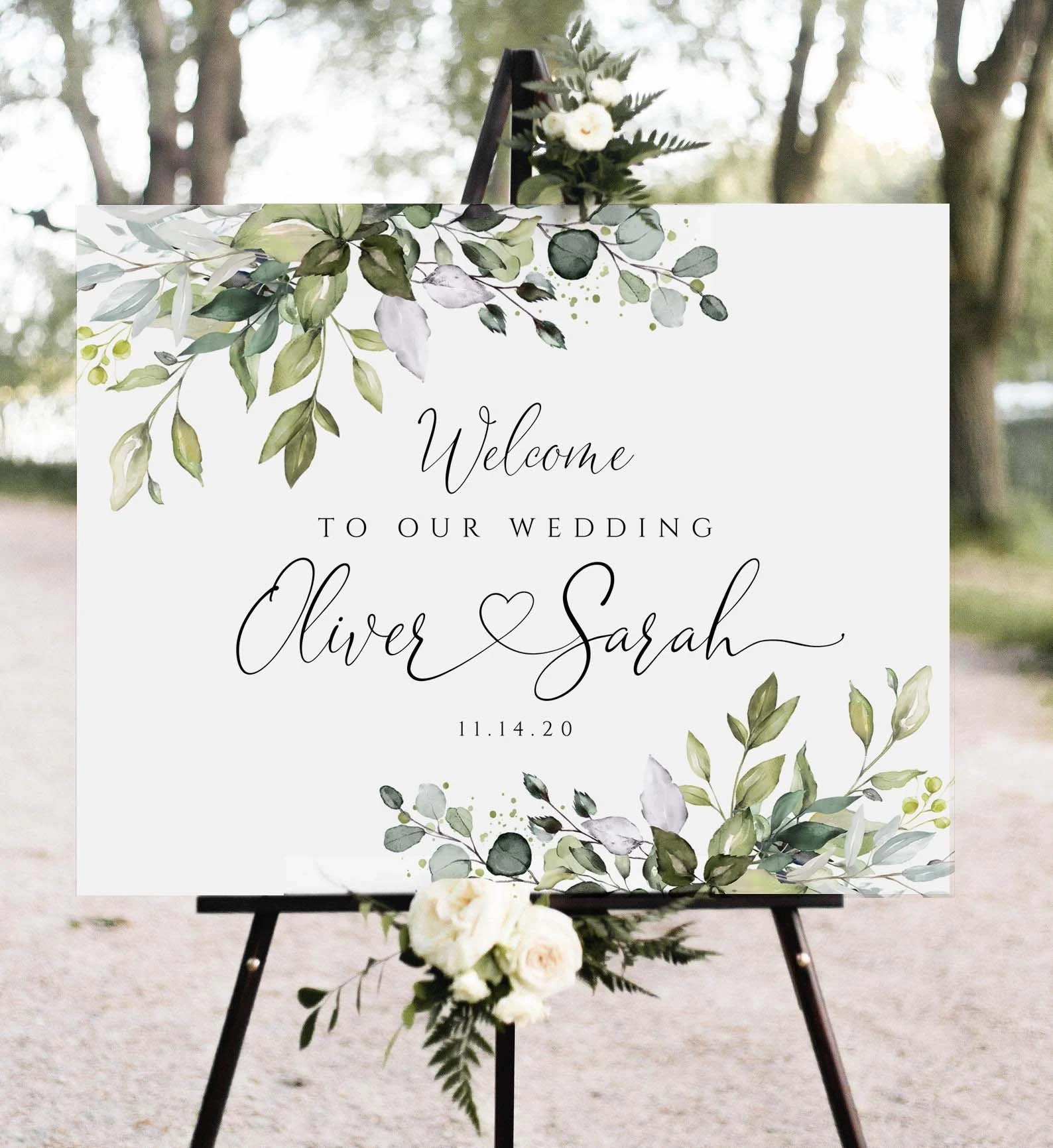 Eucalyptus Wedding Welcome Sign Editable Greenery Template PDF Etsy