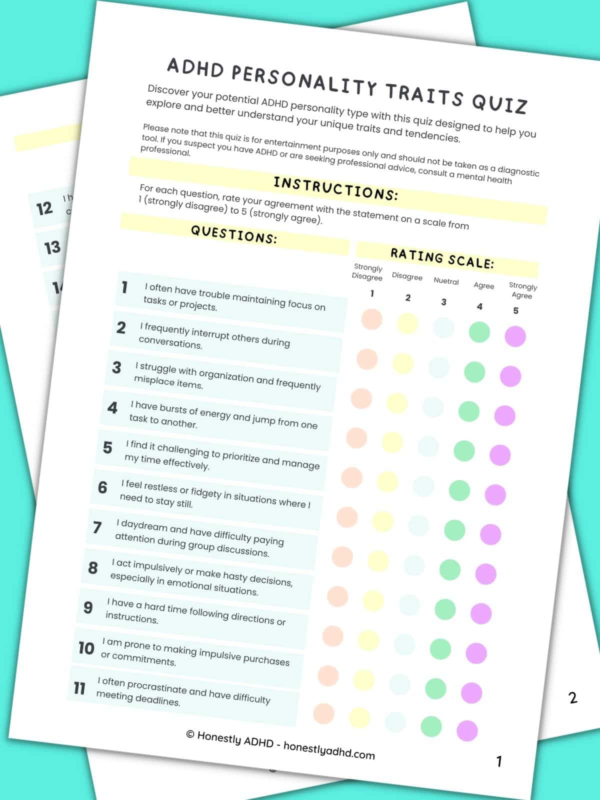 Short Personality Quiz Printable