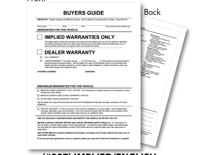 Exterior Buyers Guide Forms US Auto Supplies US AUTO SUPPLIES