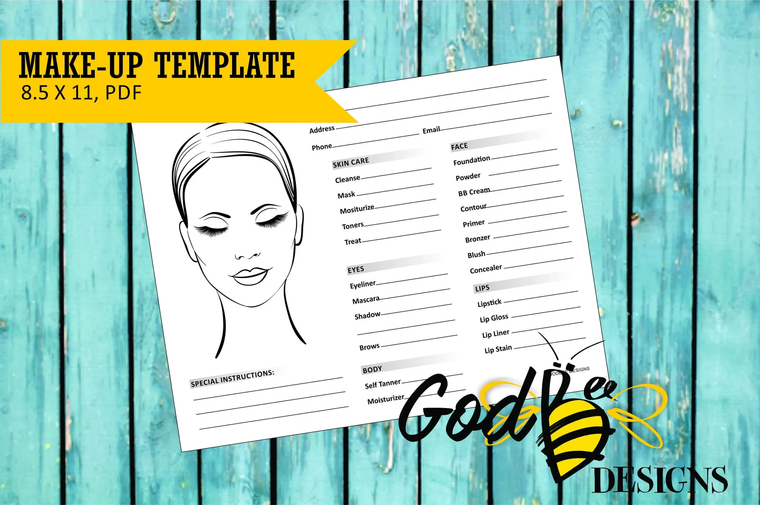 Face Template Makeup Sales Sheet Younique Mary Kay Avon Etsy
