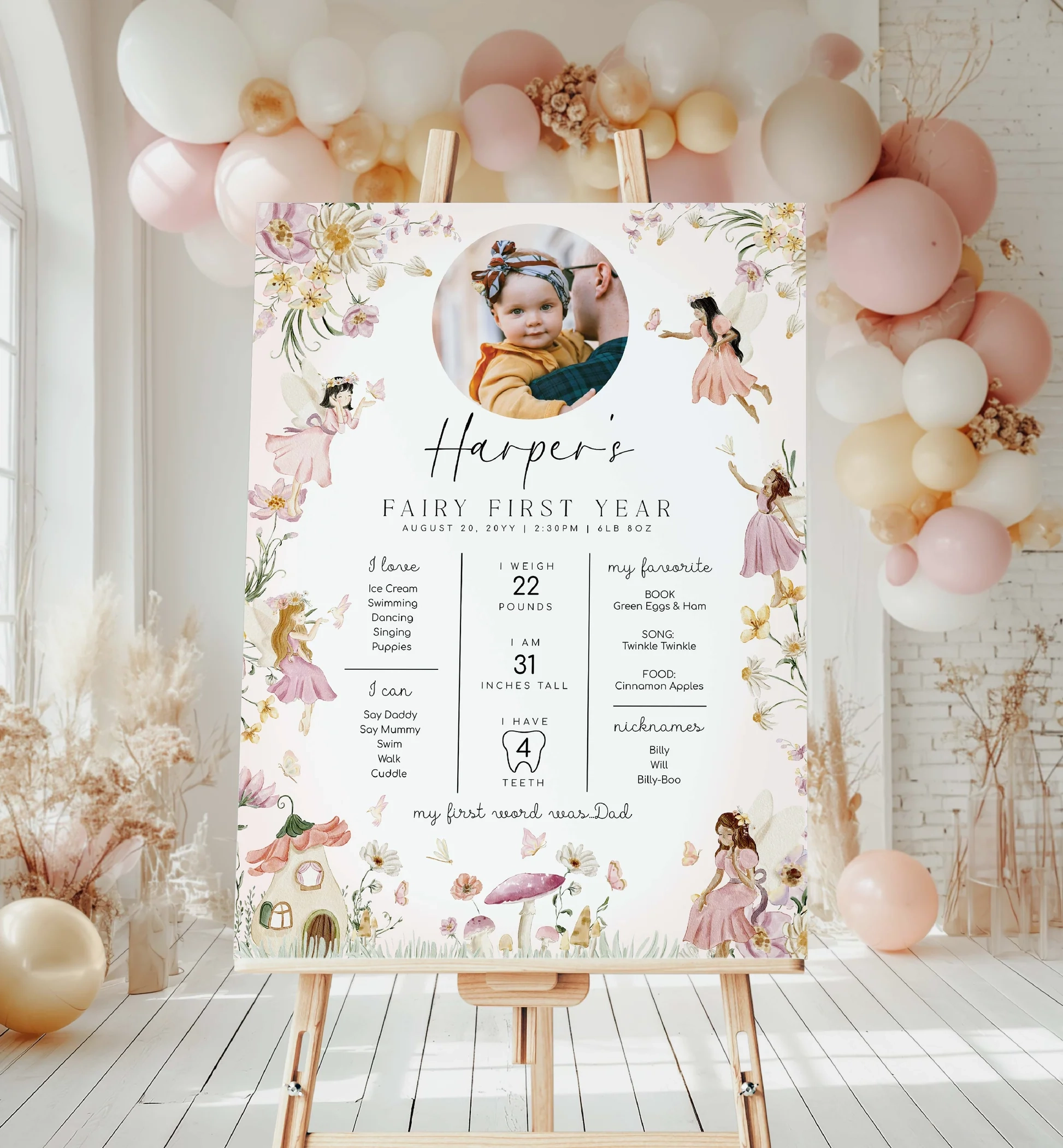 Printable One Year Old Birthday Sign