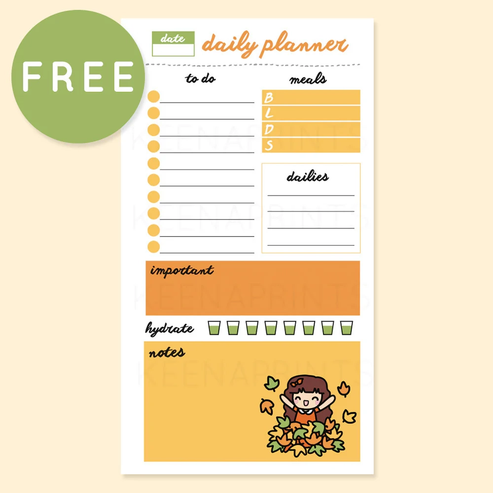 FALL AUTUMN DAILY PLANNER FREE PRINTABLE PERSONAL RINGS KeenaPrints