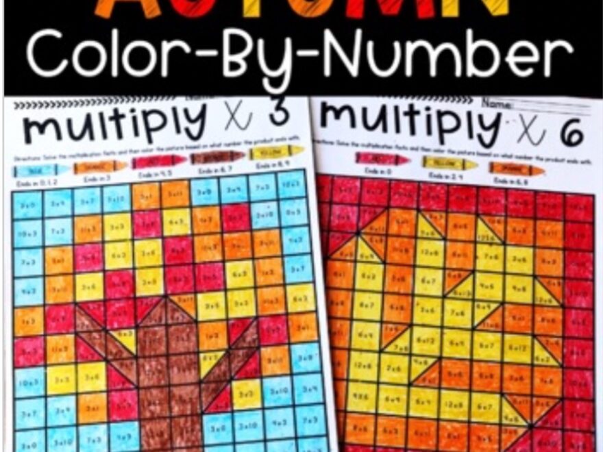 Fall Color By Number Multiplication Facts Practice Worksheets Made By Teachers