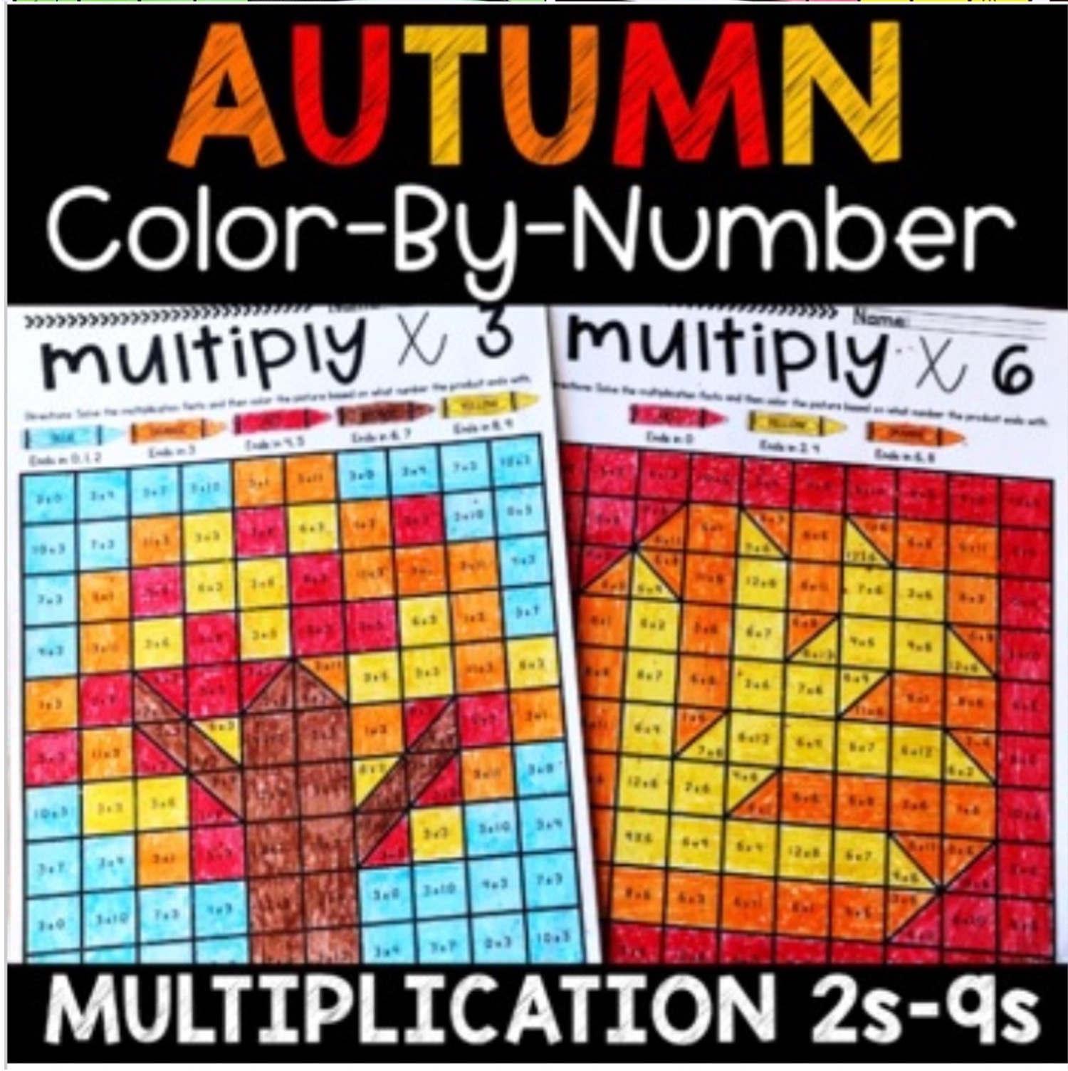 Fall Color By Number Multiplication Facts Practice Worksheets Made By Teachers