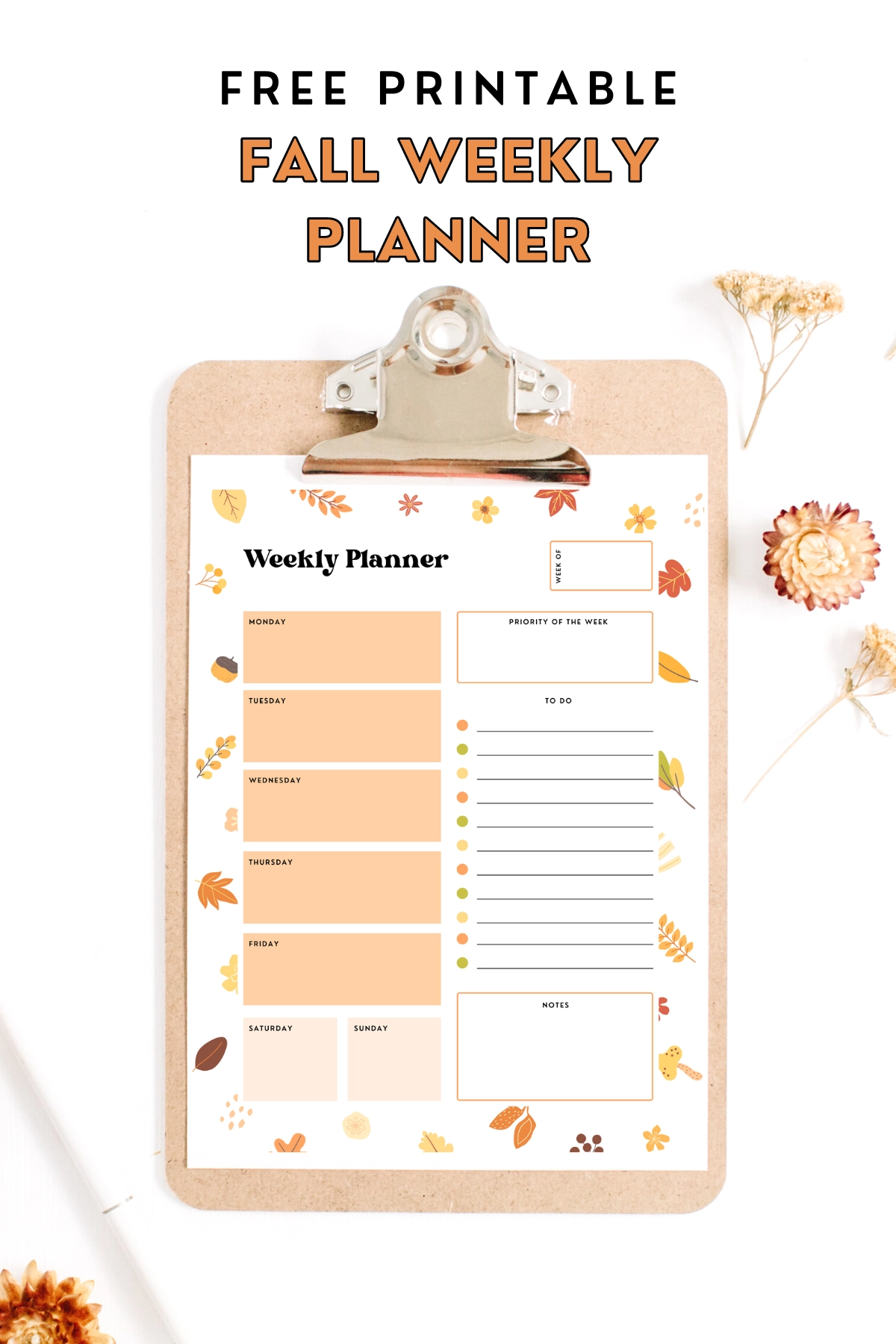Fall Weekly Planner Free Printable Gathering Beauty